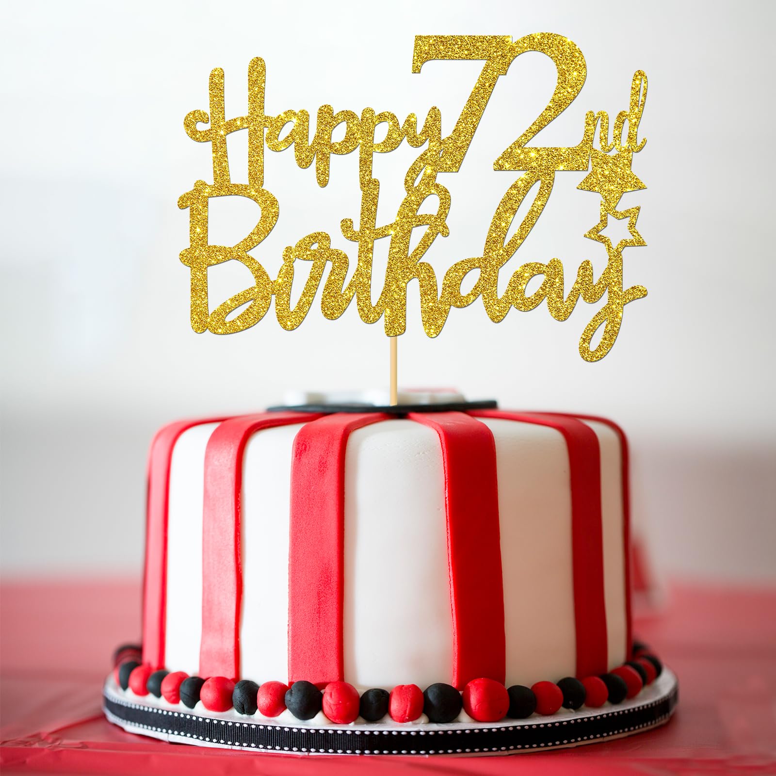 72nd Birthday Cake Topper - Gold Glitter 72 Sign for Birthday Cakes - Cheers to 72 Years Party Decorations - Perfect for Milestone Birthday Celebrations, Retirement Parties & Anniversary Events