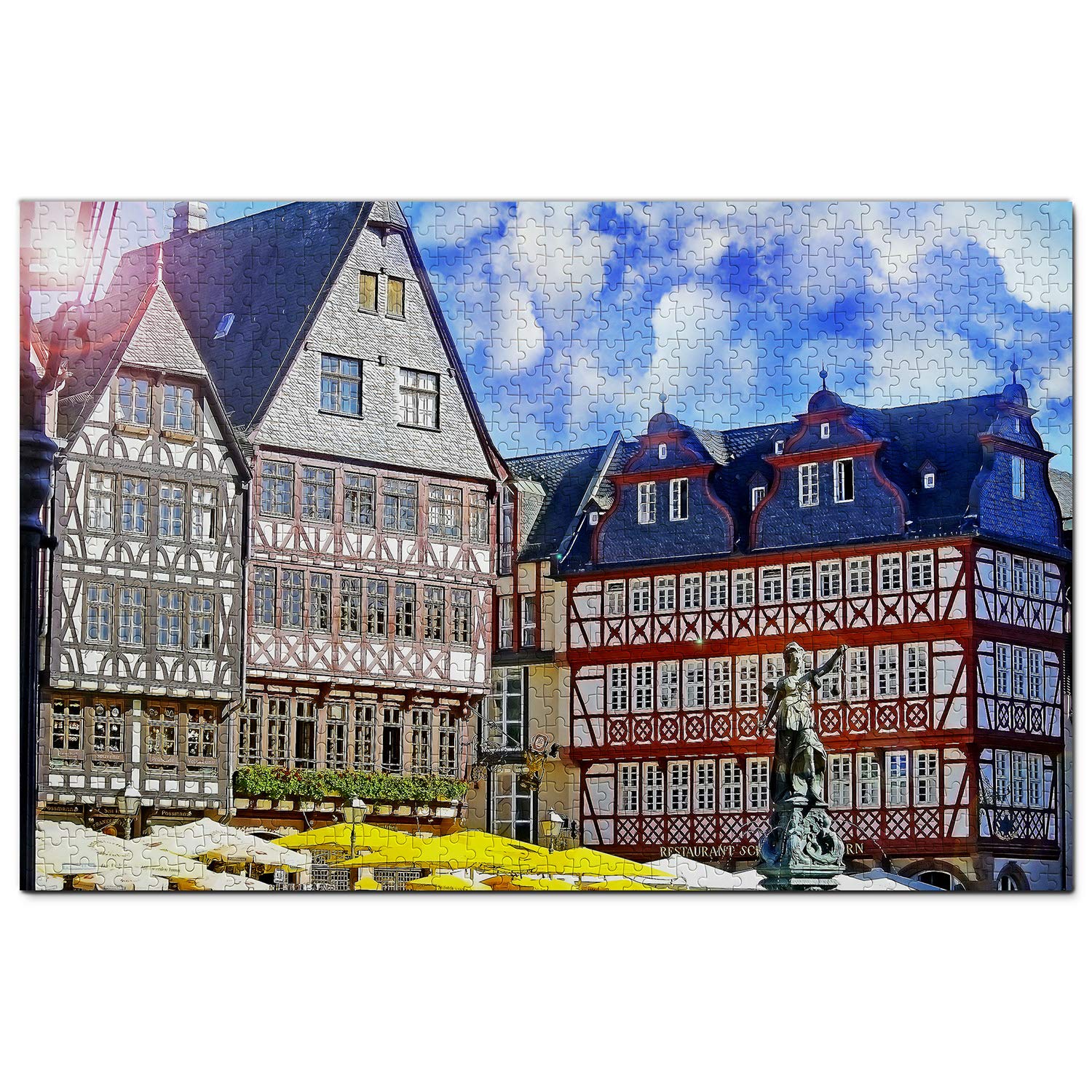 1000 Piece Germany Romer Square Frankfurt Wooden Jigsaw Puzzle - Premium Travel Souvenir & Home Decor for Adults, Perfect for Relaxation, Family Bonding and Gift Giving