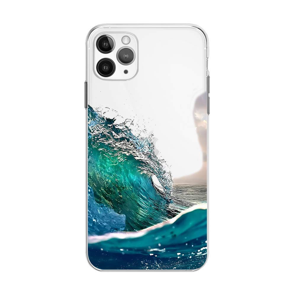 Blingy's iPhone 12 Pro Case (6.1 inch) - Ocean Waves Design Clear TPU Protective Cover | Scenic Beach Landscape | Soft Flexible Shockproof | Perfect for Outdoor Adventures, Beach Trips & Daily Protection