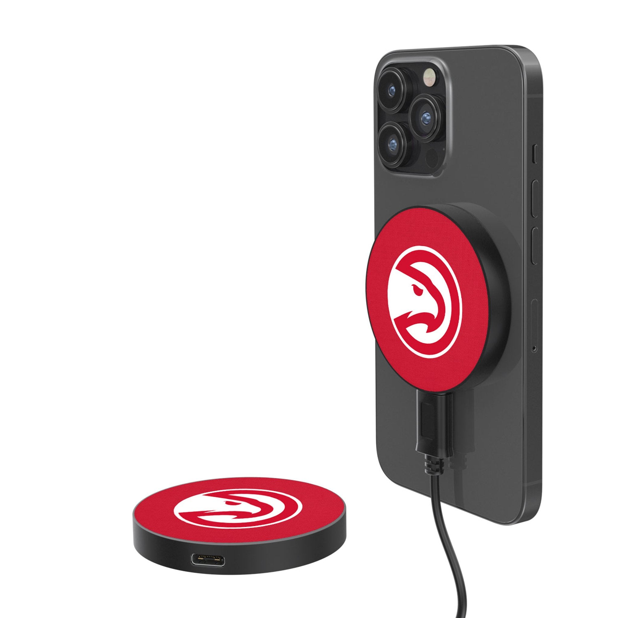 Atlanta Hawks 15W Wireless Magnetic Charger - Fast Qi Charging Pad for iPhone & Android - Perfect for Home, Office, and Travel