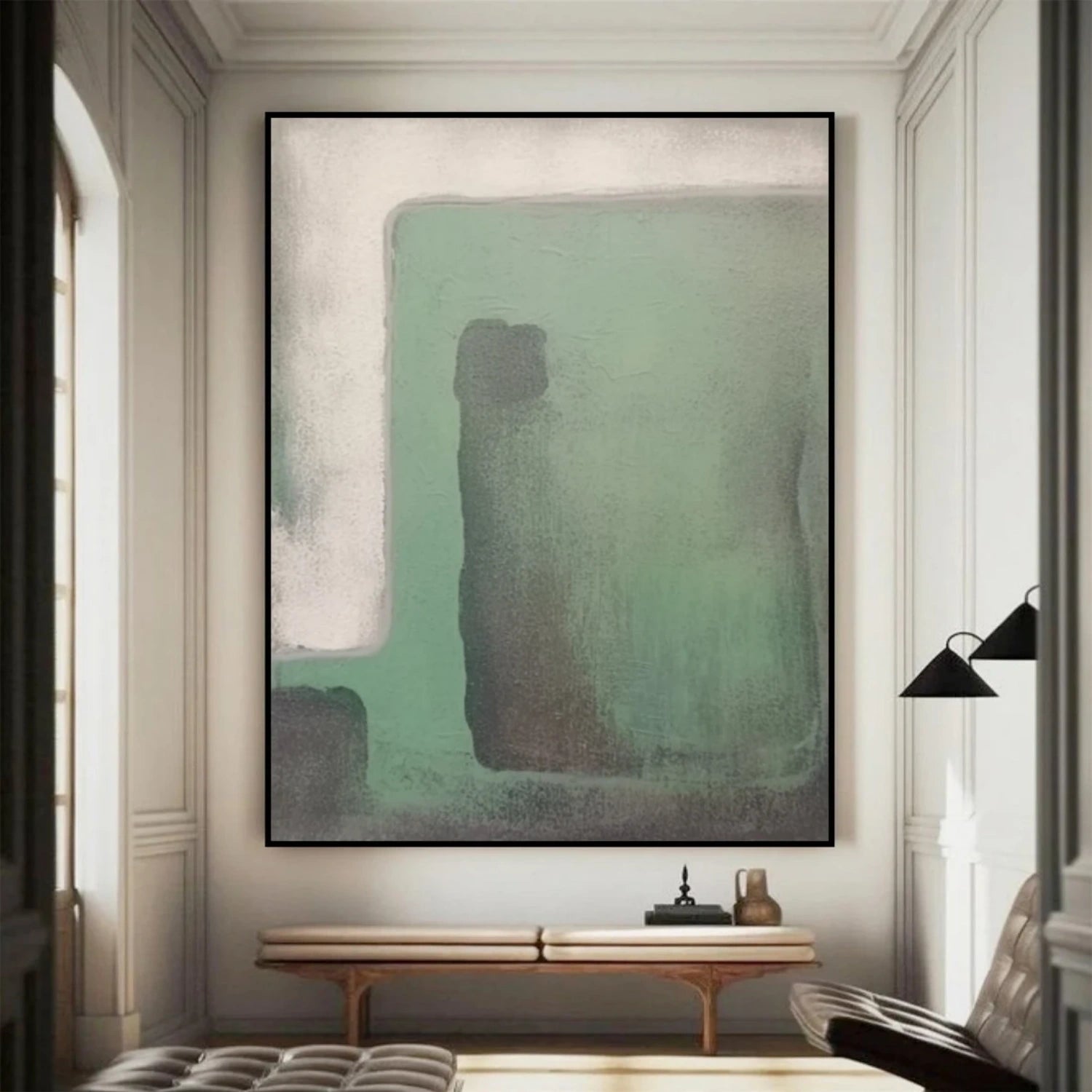 Beige & Green Abstract Wall Art Print #BG122 - Modern Home Decor for Living Room, Bedroom & Office