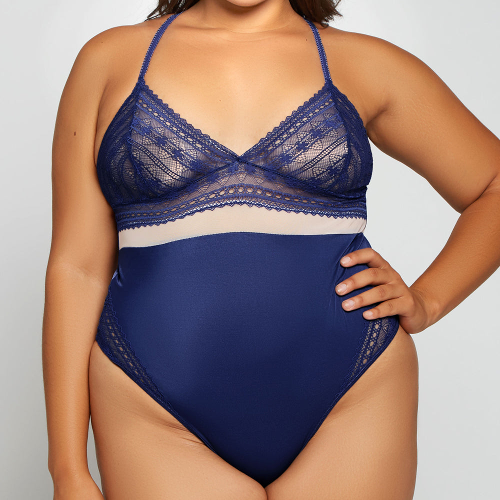 iCollection Clover Triangle Lace & Microfibre Teddy Bra Set - Sexy Lingerie for Women, Comfortable Underwear for Everyday Wear or Special Occasions