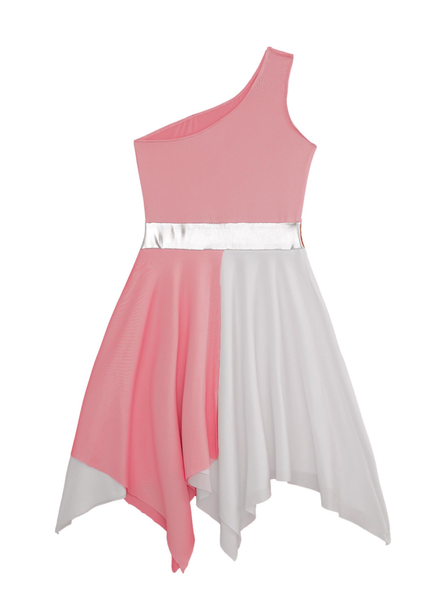 Girls' Asymmetrical Praise Dance Tunic - Color Block Liturgical Lyrical Dress for Church Performances & Worship Events