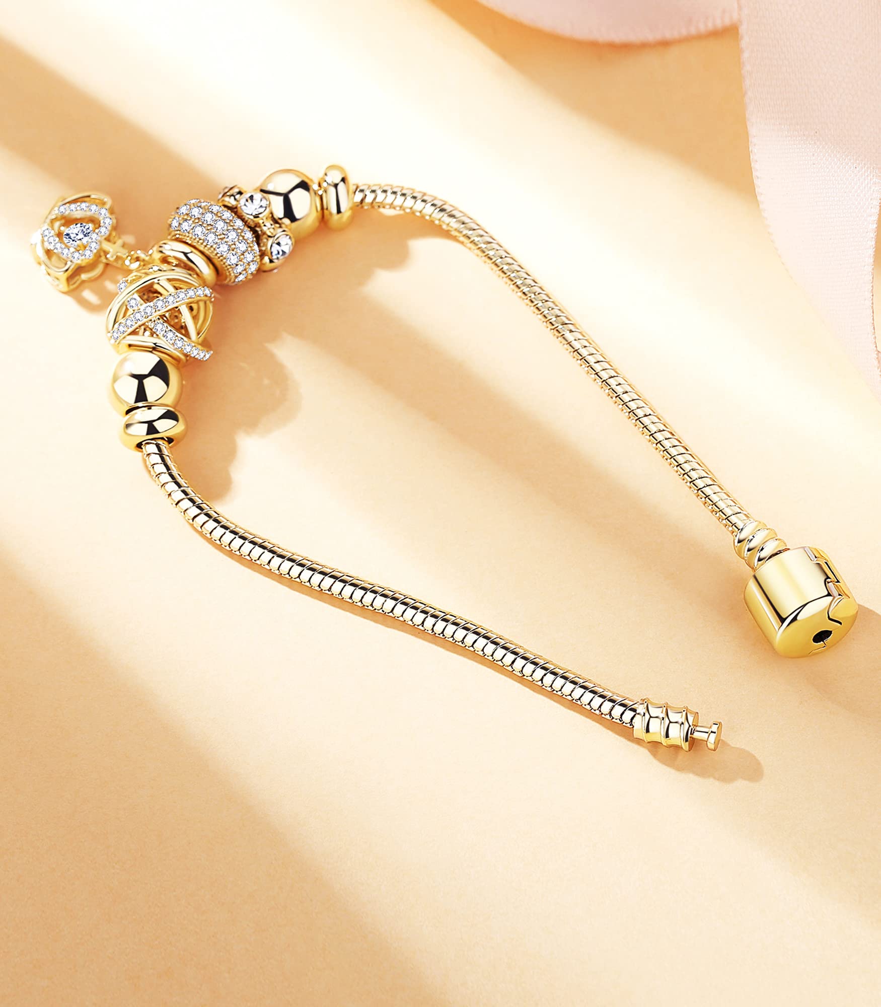 14K Gold Plated Charm Bracelet for Women - Elegant Symbol Bracelet Gift for Mother's Day, Mom, Wife, Her | Perfect for Birthday, Anniversary, Valentine's Day & Special Occasions