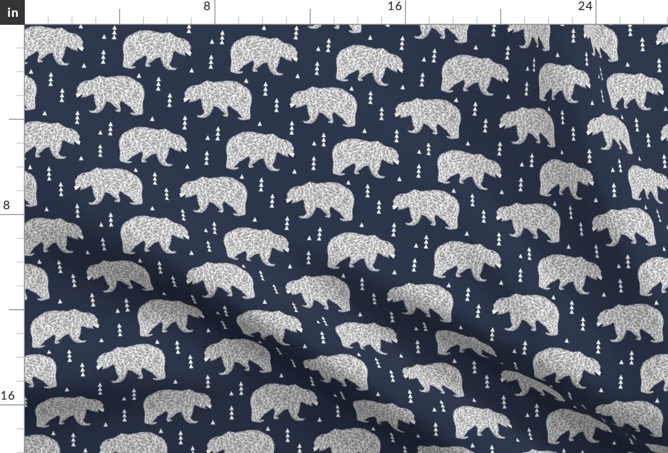 Geo Bear Geometric Kids Nursery Fabric - Triangle Bears Wilderness Print on Upholstery Velvet by The Yard | Home Decor, Boys Room, DIY Apparel & Craft Projects