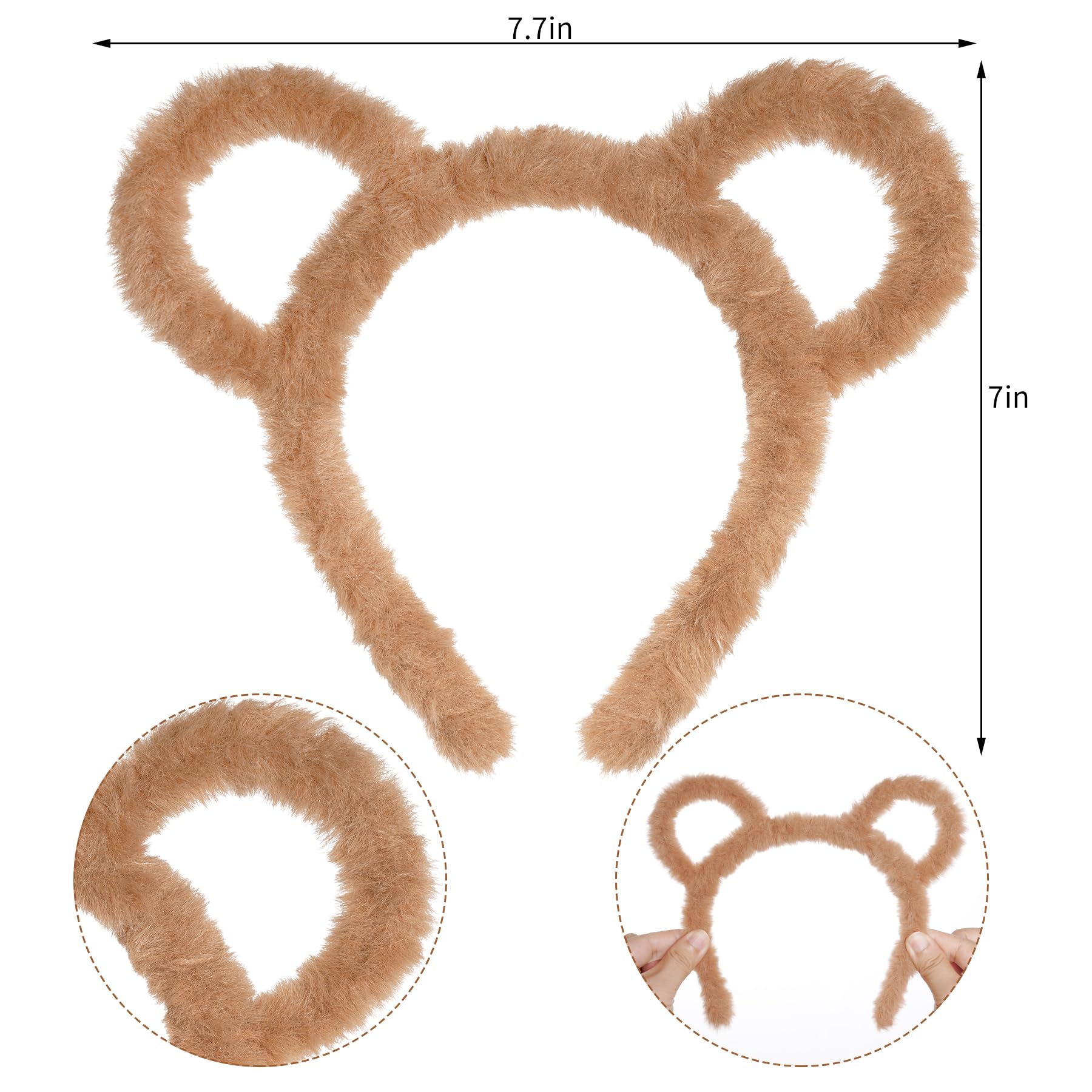 Yolyoo 3-Piece Chipmunk Ears Headband Set - Soft Fuzzy Mouse Ears for Cosplay, Halloween & Christmas Costume Accessories - Perfect for Disneybounding, Themed Parties and Festive Celebrations