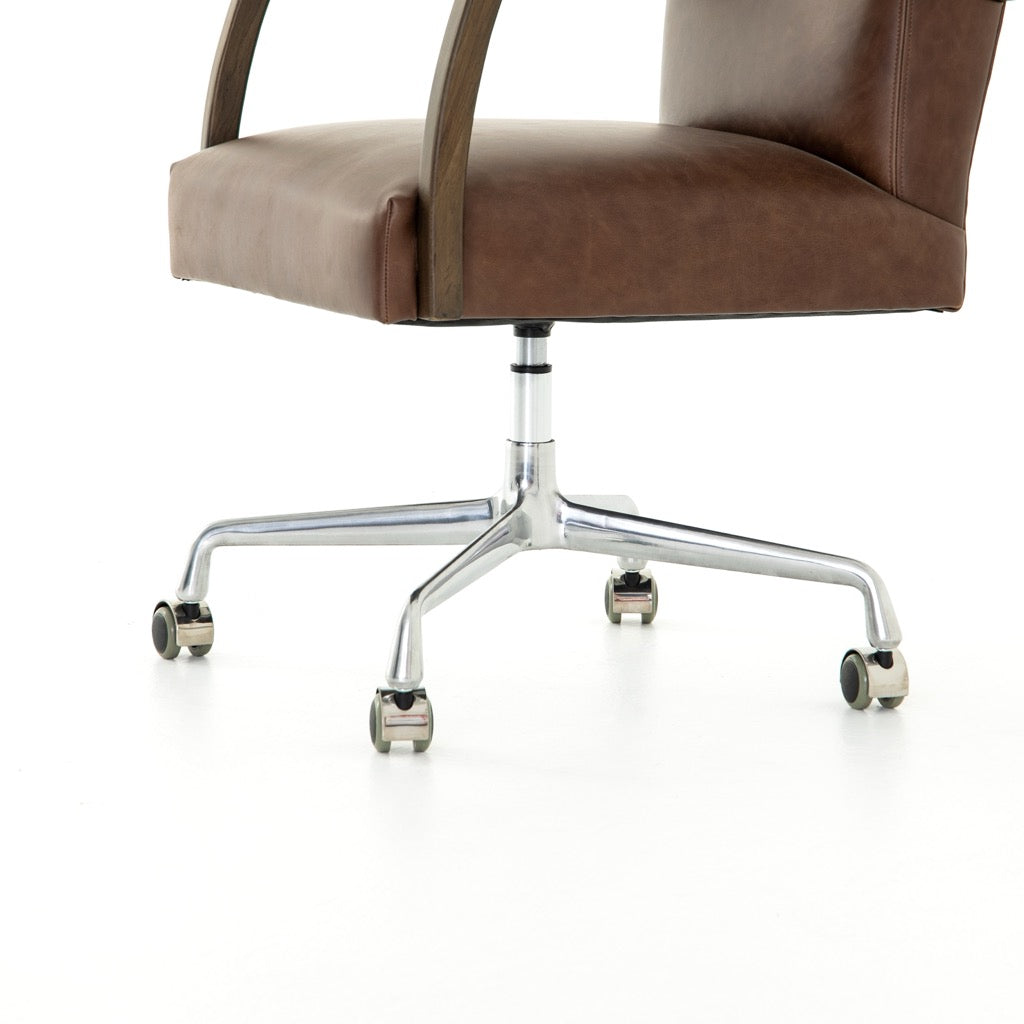 Bryson Ergonomic Office Desk Chair - Havana Brown Leather Executive Chair for Home & Office Workspace Comfort