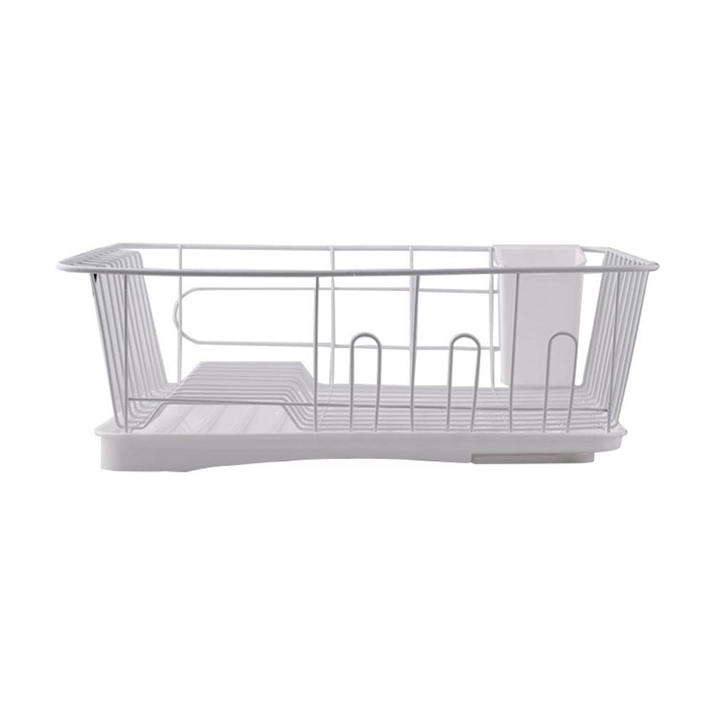 Double-Layer Dish Drainer Basket - Kitchen Sink Drying Rack for Bowls, Plates & Utensils - Space-Saving Tableware Storage Organizer for Countertop - Perfect for Small Kitchens, Apartments & Dorm Rooms