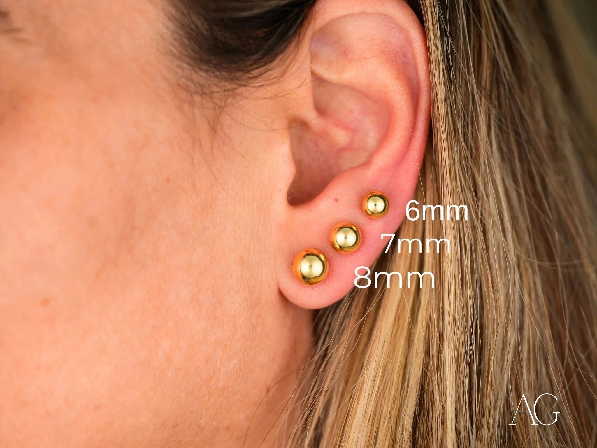 18K Gold Ball Stud Earrings - Classic Elegance Jewelry for Women, Perfect for Weddings, Parties & Everyday Wear