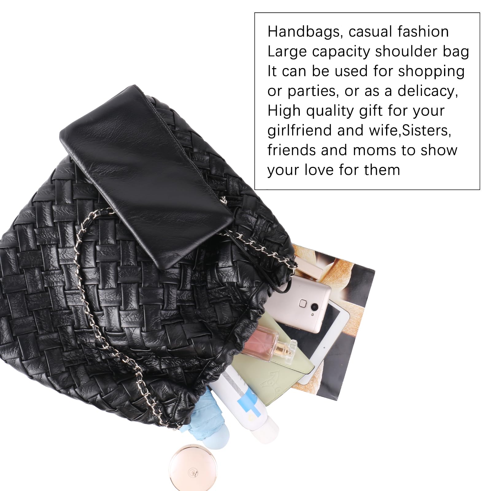 Women's Woven Leather Hobo Handbag & Tote Set - Stylish Shoulder Bags for Work & Travel