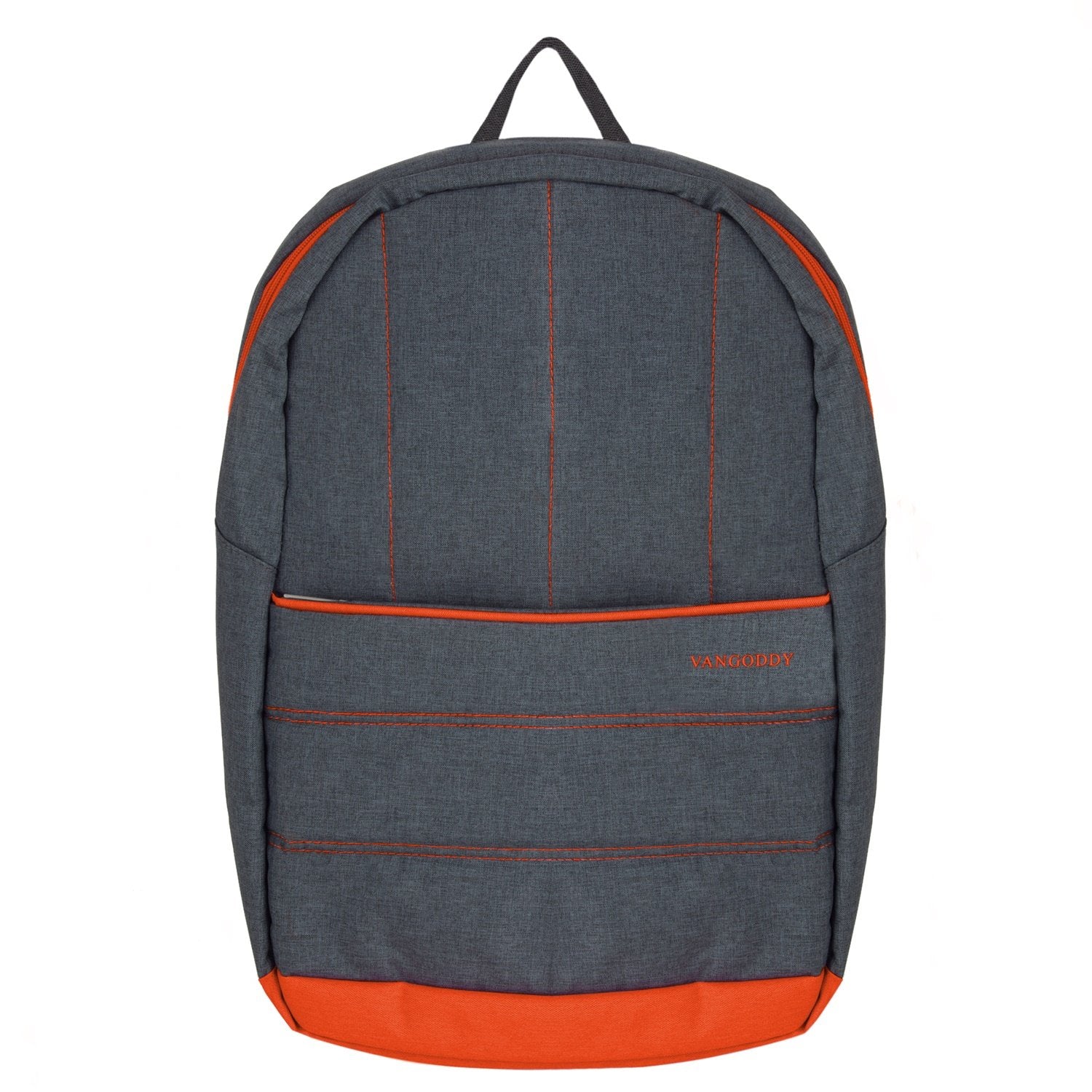 15.6 Inch Universal Laptop Backpack for Toshiba Satellite C55 B5100 & Dell Inspiron 15 5000 Series - Water Resistant Grey with Orange Trim - Perfect for Work, School, Travel & College Students