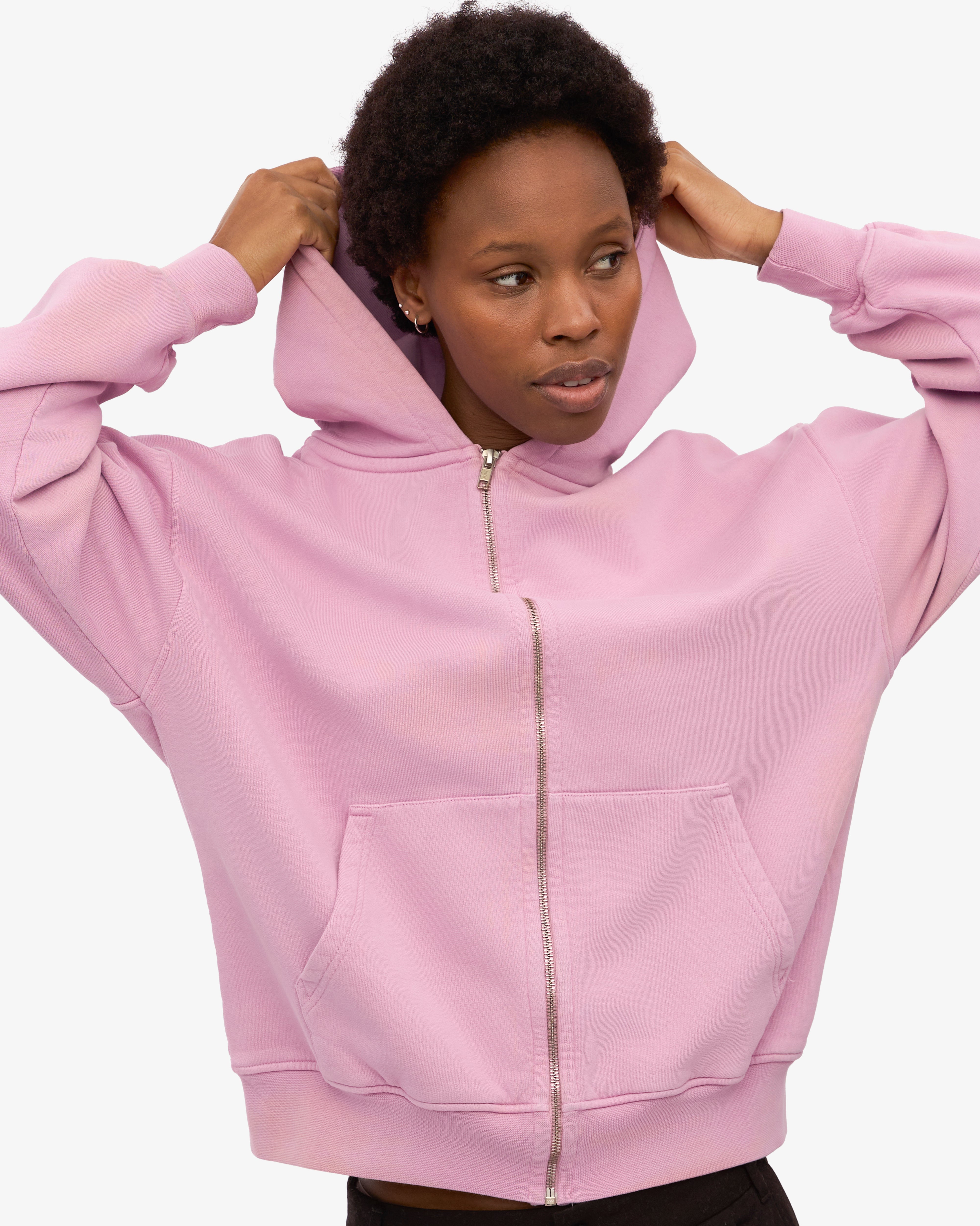 Organic Oversized Zip Hoodie for Women - Soft Cherry Blossom Print Pullover Sweatshirt - Cozy Loungewear for Casual Outings & Spring Fashion