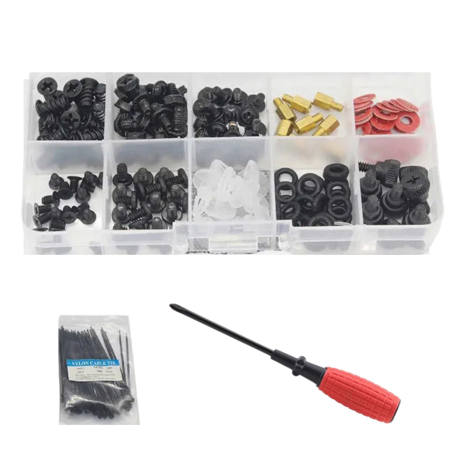 Premium Computer Screws & Motherboard Standoffs Assortment Kit - 200+ Pcs PC Repair Screw Set with Clear Storage Case | Durable Metal Construction for PC Building, Laptop Repair & Electronics Maintenance