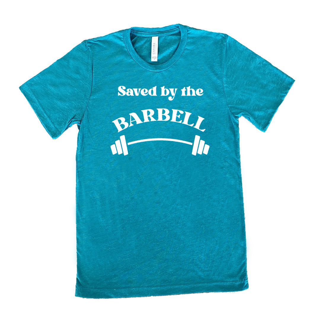 Saved By The Barbell Unisex Gym Shirt - Workout & Fitness Apparel for Men & Women - Perfect for Weightlifting, CrossFit & Gym Training
