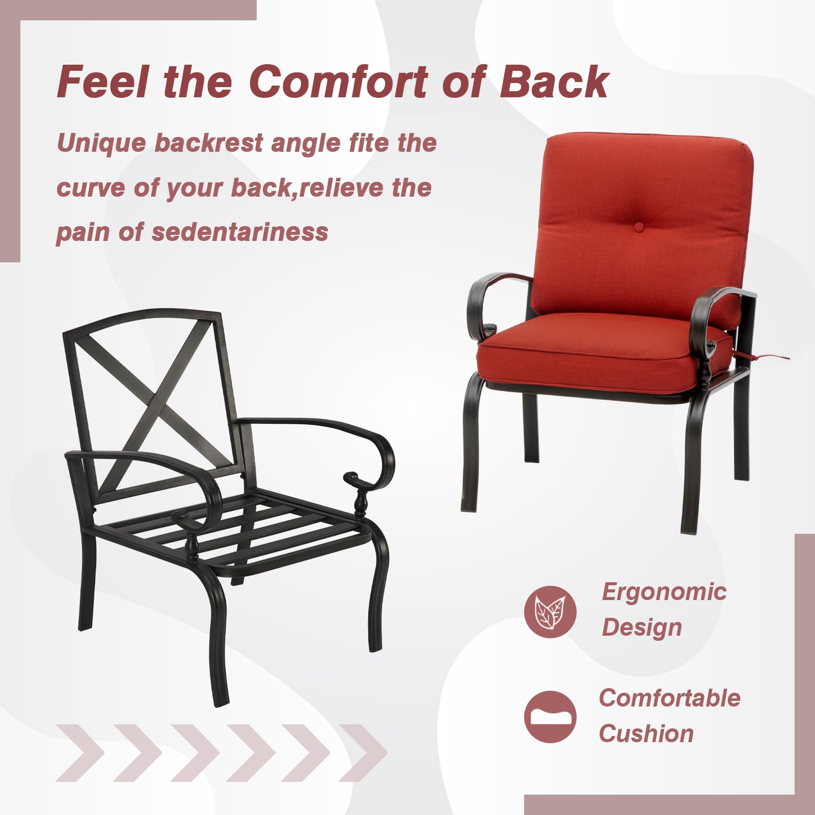 2-Piece Outdoor Patio Bistro Chair Set - All-Weather Metal Garden Dining Furniture (Red) - Perfect for Backyard, Balcony, Poolside & Cafe Seating