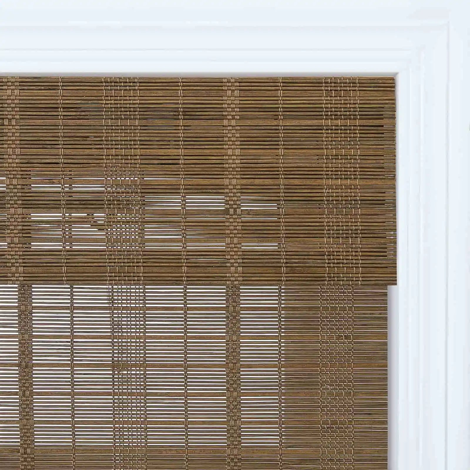 Rae Natural Bamboo Woven Window Shade - Autumn Leaves Design - Eco-Friendly Room Darkening Blinds for Living Room & Bedroom