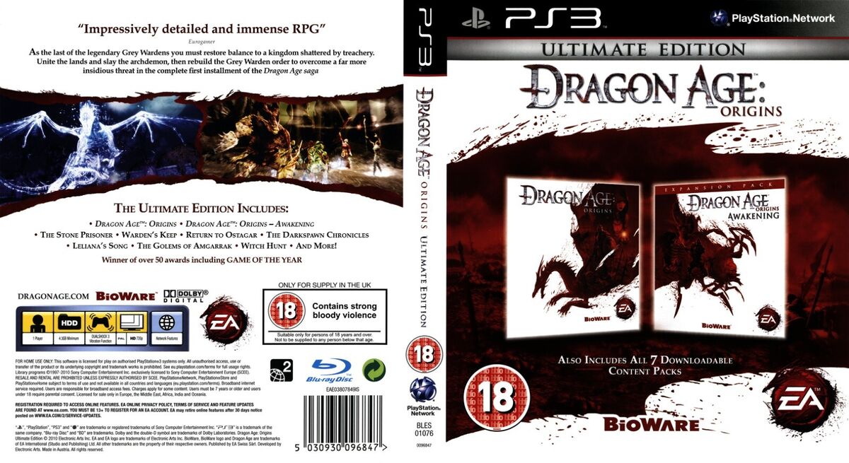 Dragon Age: Origins Ultimate Edition - PS3 Game (PAL) | Epic Fantasy RPG Adventure for PlayStation 3 | Perfect for Solo & Multiplayer Gaming Nights