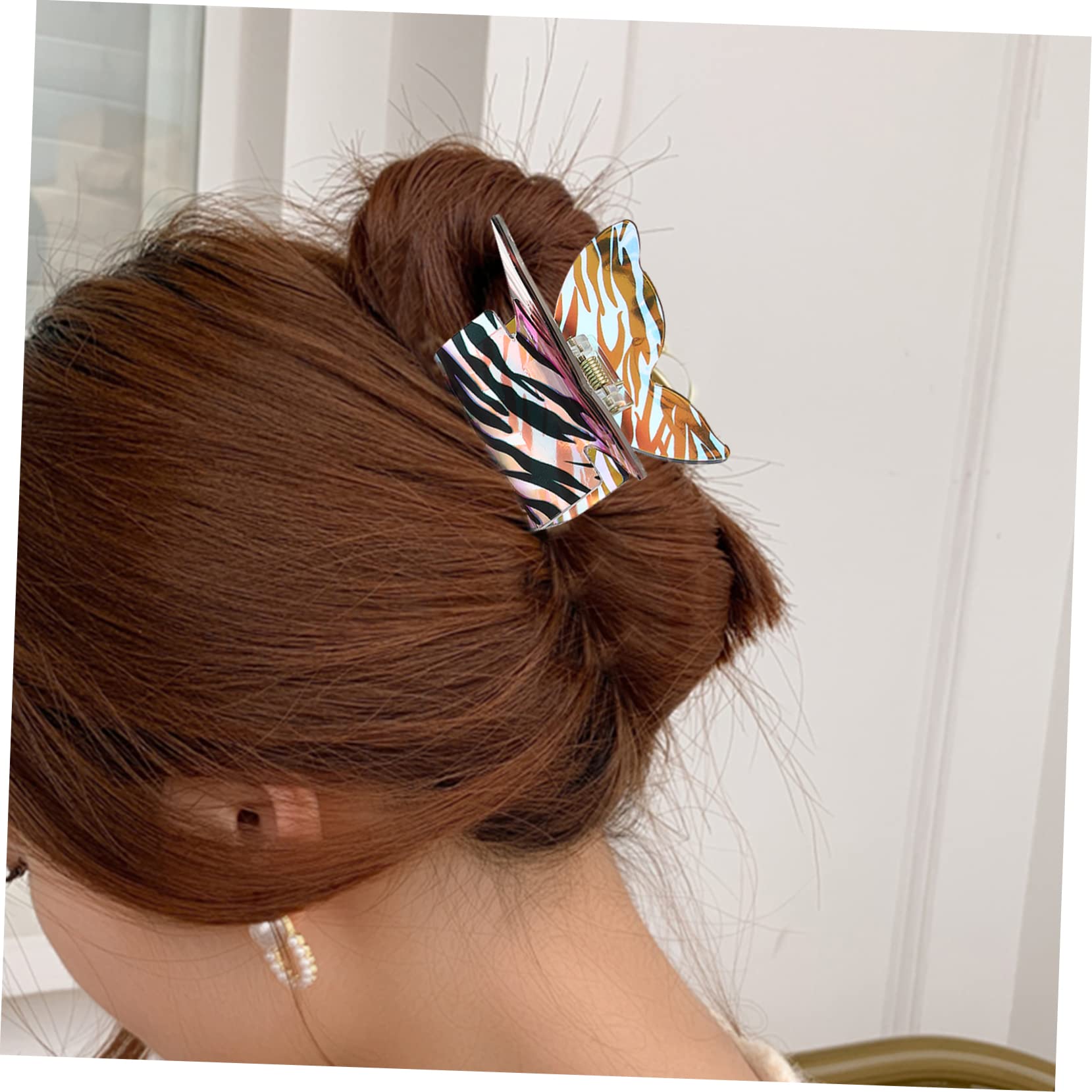 FOMIYES 3-Pack Acrylic Zebra Striped Hair Claw Clips for Women - Non-Slip Jaw Clips with Teeth, Fashion Hair Accessories for Daily Use, Parties, Weddings & Special Events