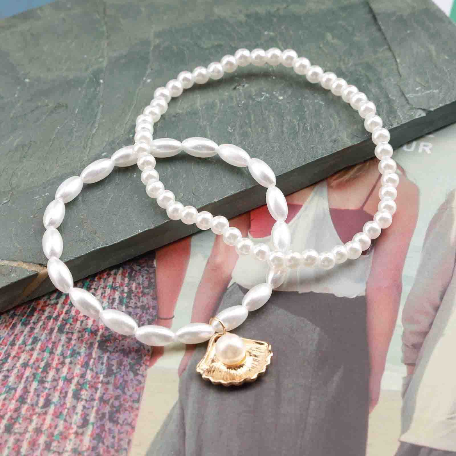 Bohemian Layered Pearl Anklet - Adjustable Gold Scallop Dangle Ankle Bracelet with Oval Pearls & Cowrie Shells | Summer Beach Jewelry for Women | Perfect for Vacations, Weddings & Boho Fashion