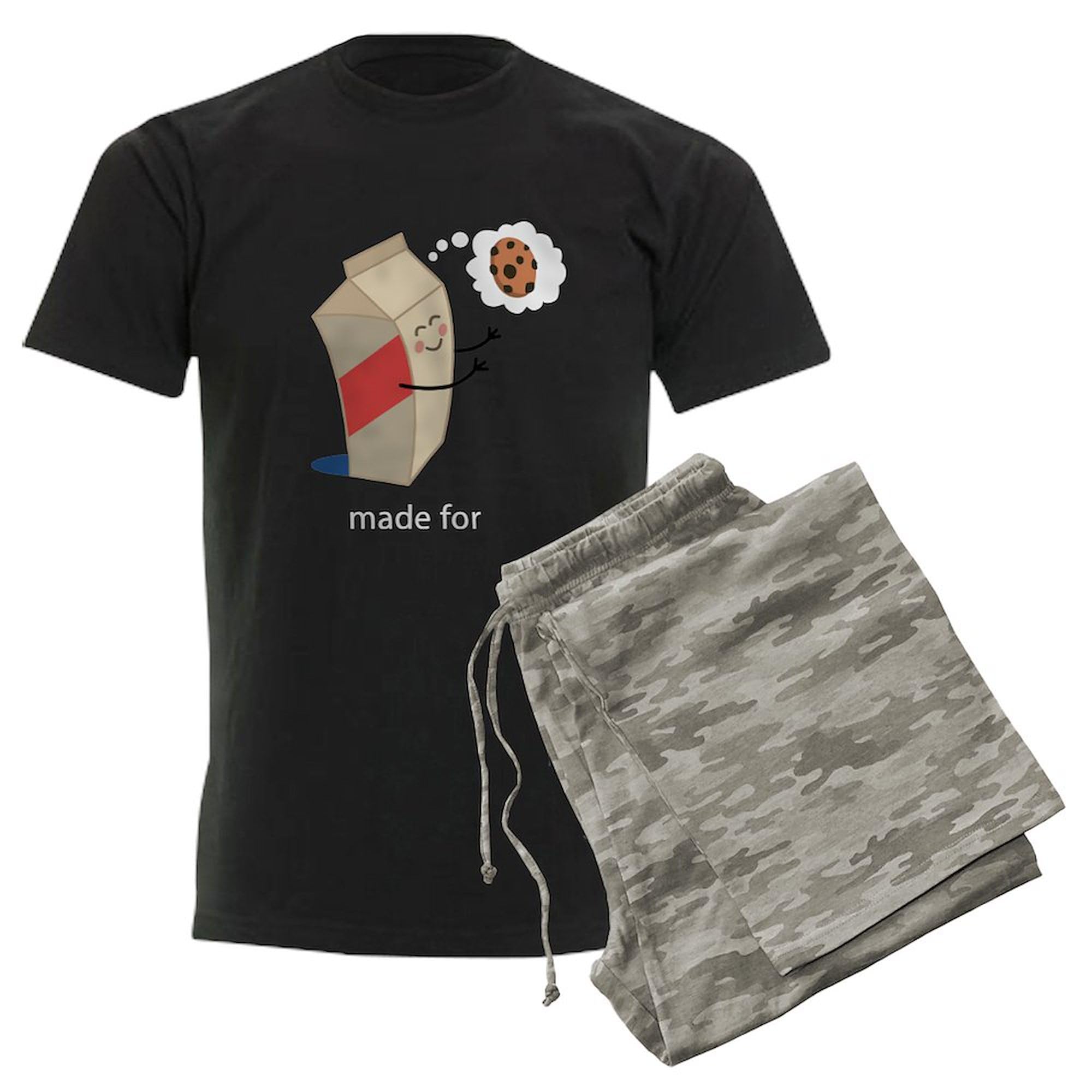 Made For Each Other Cookies And Milk Men's Dark Pajama Set - Comfortable Sleepwear for Relaxing at Home & Couples Gift