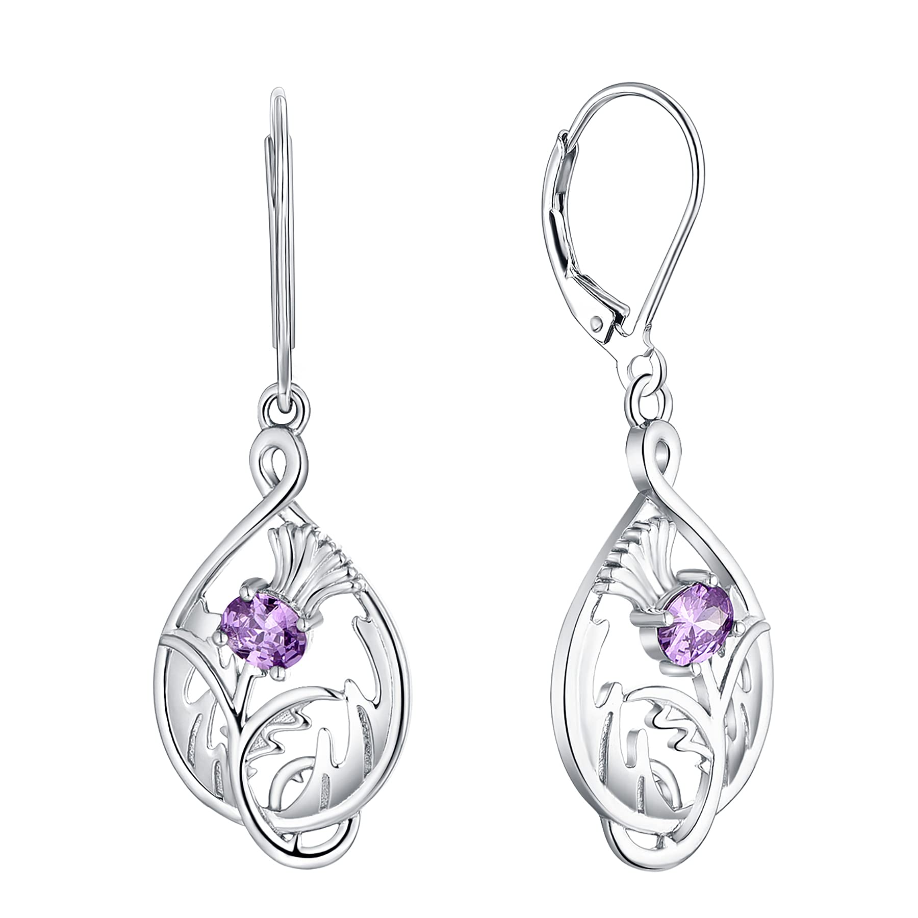 Scottish Thistle Earrings 925 Sterling Silver - Outlander Jewelry for Women, Perfect for Weddings & Parties