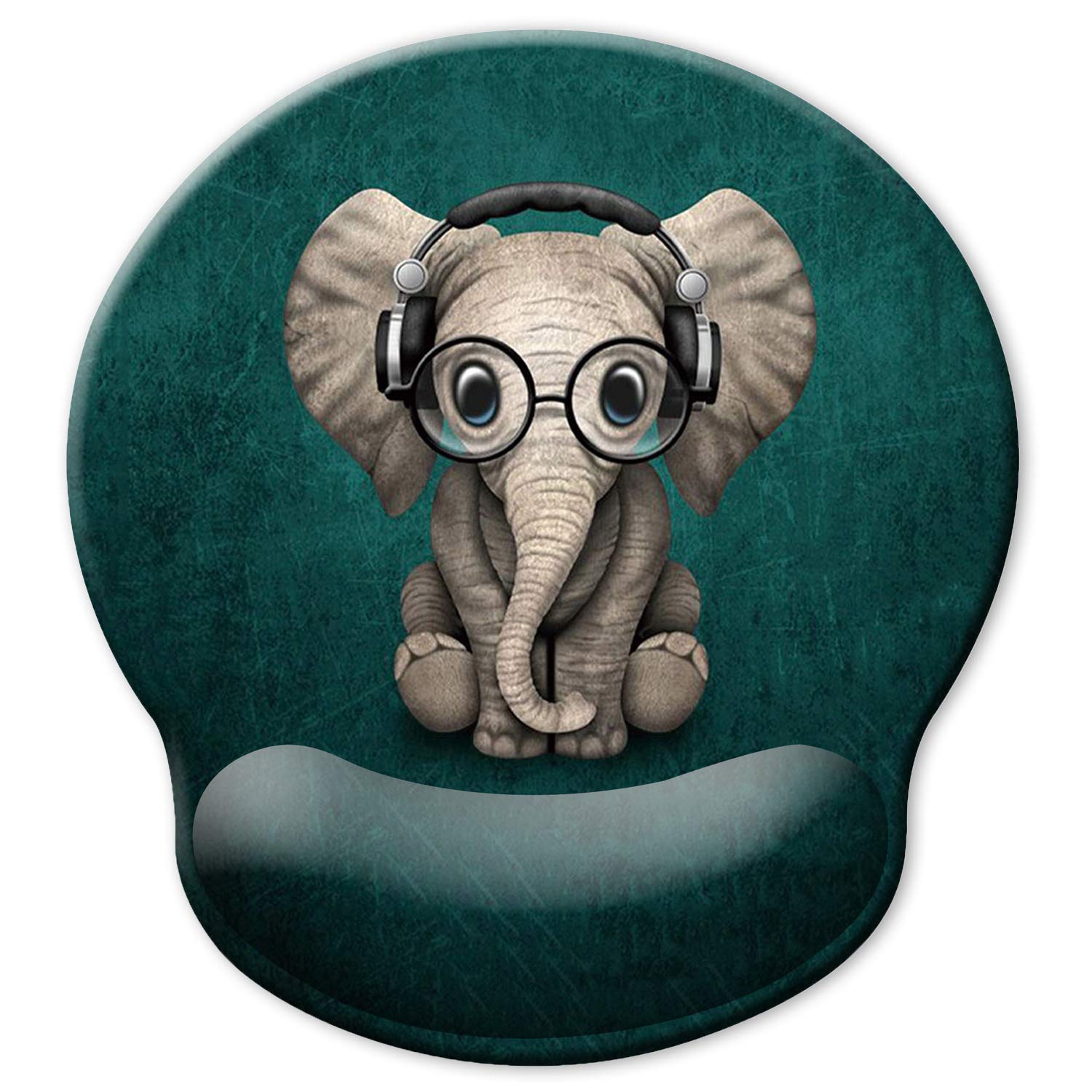 ITNRSIIET [30% Larger] Ergonomic Mouse Pad with Gel Wrist Rest Support - Cute Green Elephant Design, Pain Relief Comfort for Office & Gaming, Non-Slip PU Base for Home & Work Desk Accessories