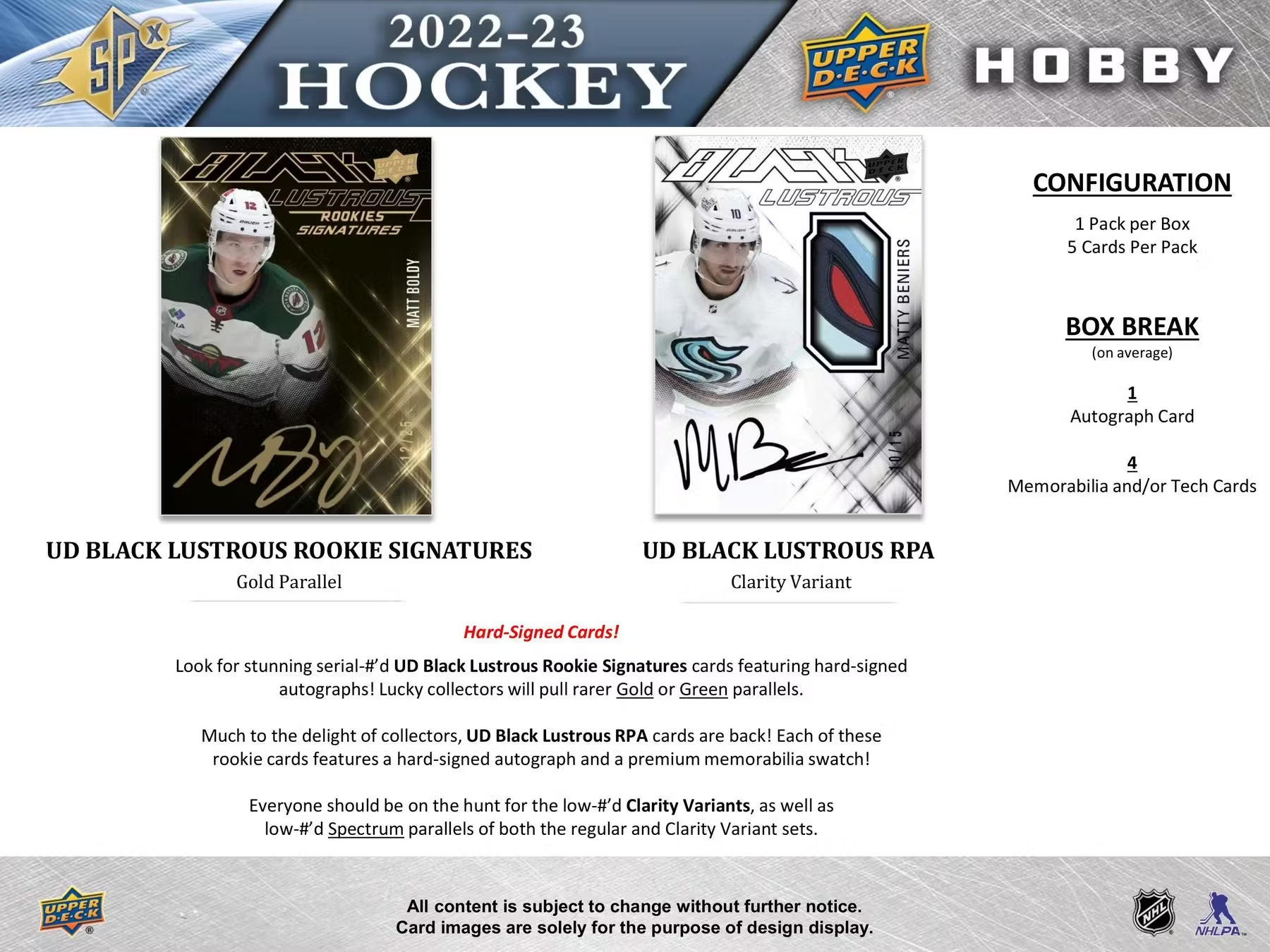 2022-23 Upper Deck SPx Hockey Hobby Box - Premium Collectible Trading Cards for NHL Fans | Perfect for Collectors, Investors & Fantasy Sports Enthusiasts