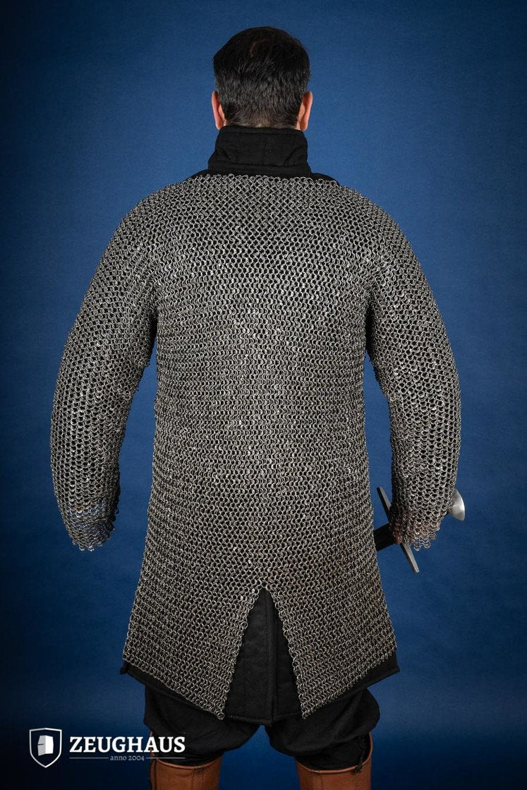 Chainmail Hauberk - 10mm Steel Round Ring Riveted Medieval Armor for LARP, Cosplay & Historical Reenactment | Oil Finished for Durability & Authentic Look