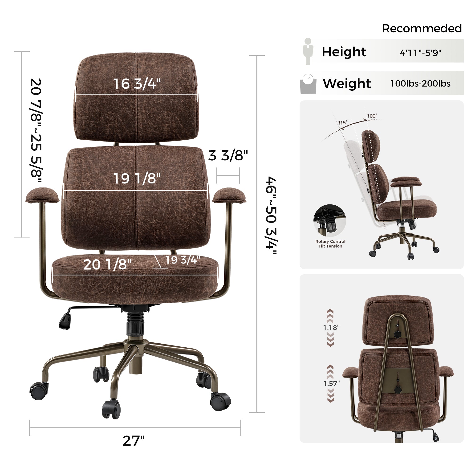 Ultra Soft Adjustable Office Chair with Lumbar Support - Ergonomic Desk Chair for Home & Office Use - Comfortable Computer Chair for Long Hours of Work or Gaming