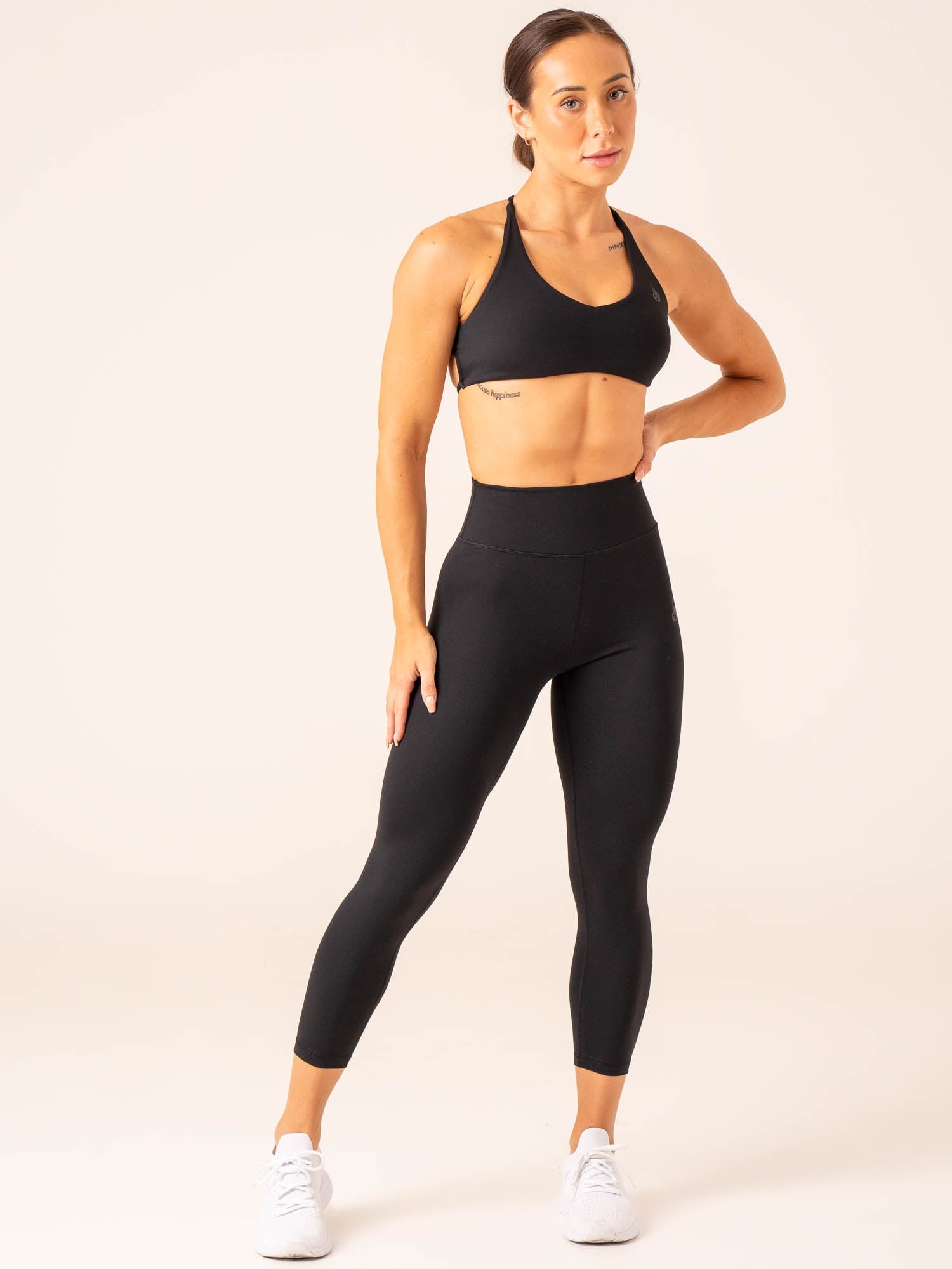 7/8 High Waisted Yoga Pants for Women - Black Workout Leggings for Running, Gym & Lounge Wear