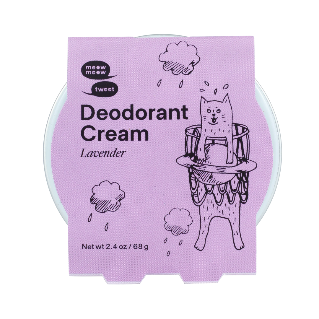 Meow Meow Tweet Lavender Deodorant Cream - Natural & Vegan for Sensitive Skin - Perfect for Daily Use & Travel