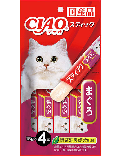 Premium Ciao Stick Tuna (Maguro) in Jelly Cat Treats - 15g (4 Pack) - Delicious & Healthy Snacks for Cats - Perfect for Training, Rewards & Bonding with Your Feline Friend