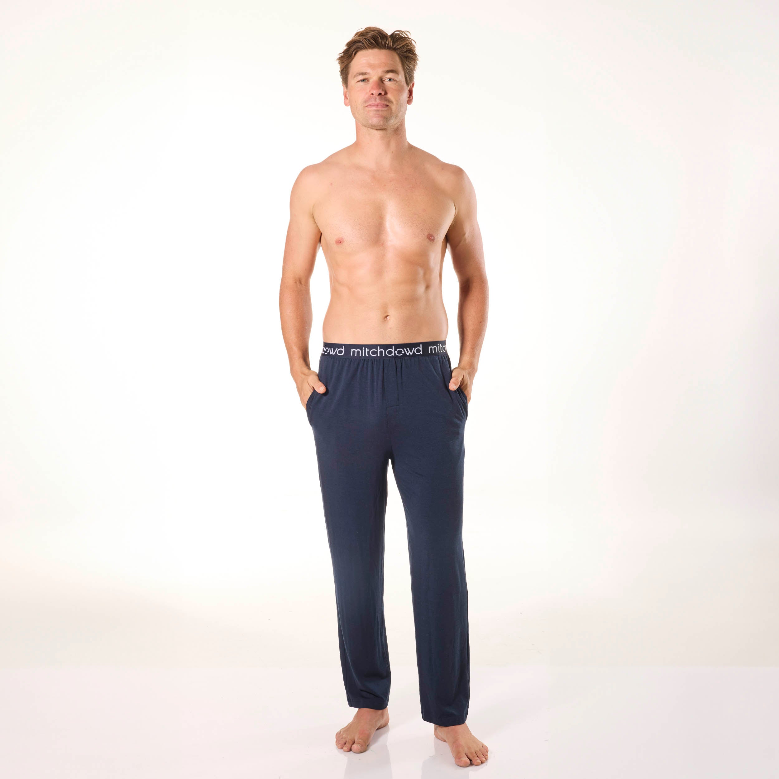 Men's Soft Bamboo Knit Sleep Pants - Navy Blue | Comfortable Lounge Pajama Bottoms for Relaxing at Home & Travel