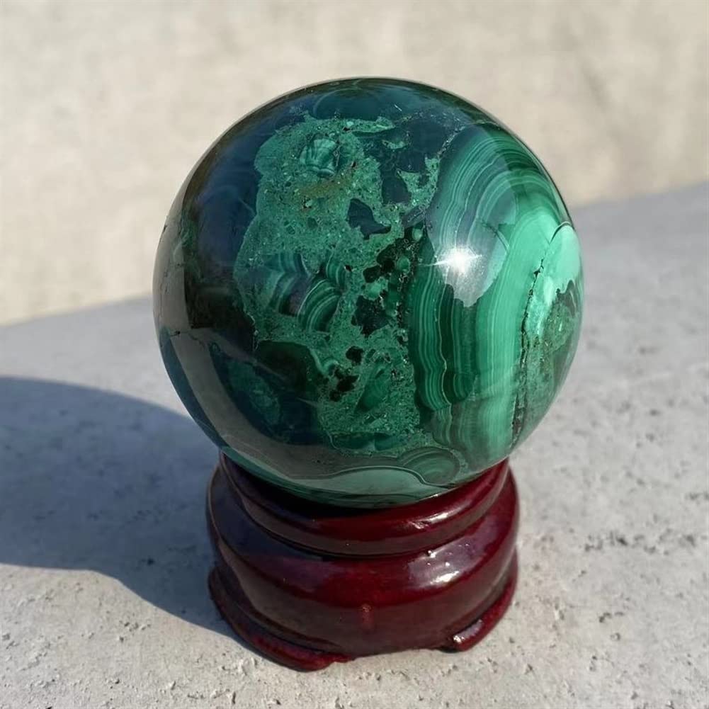 Natural Malachite Crystal Sphere - 4-4.5cm Polished Stone for Meditation, Reiki Healing, Feng Shui & Home Decor - Raw Green Ore for Energy Work & Spiritual Practices