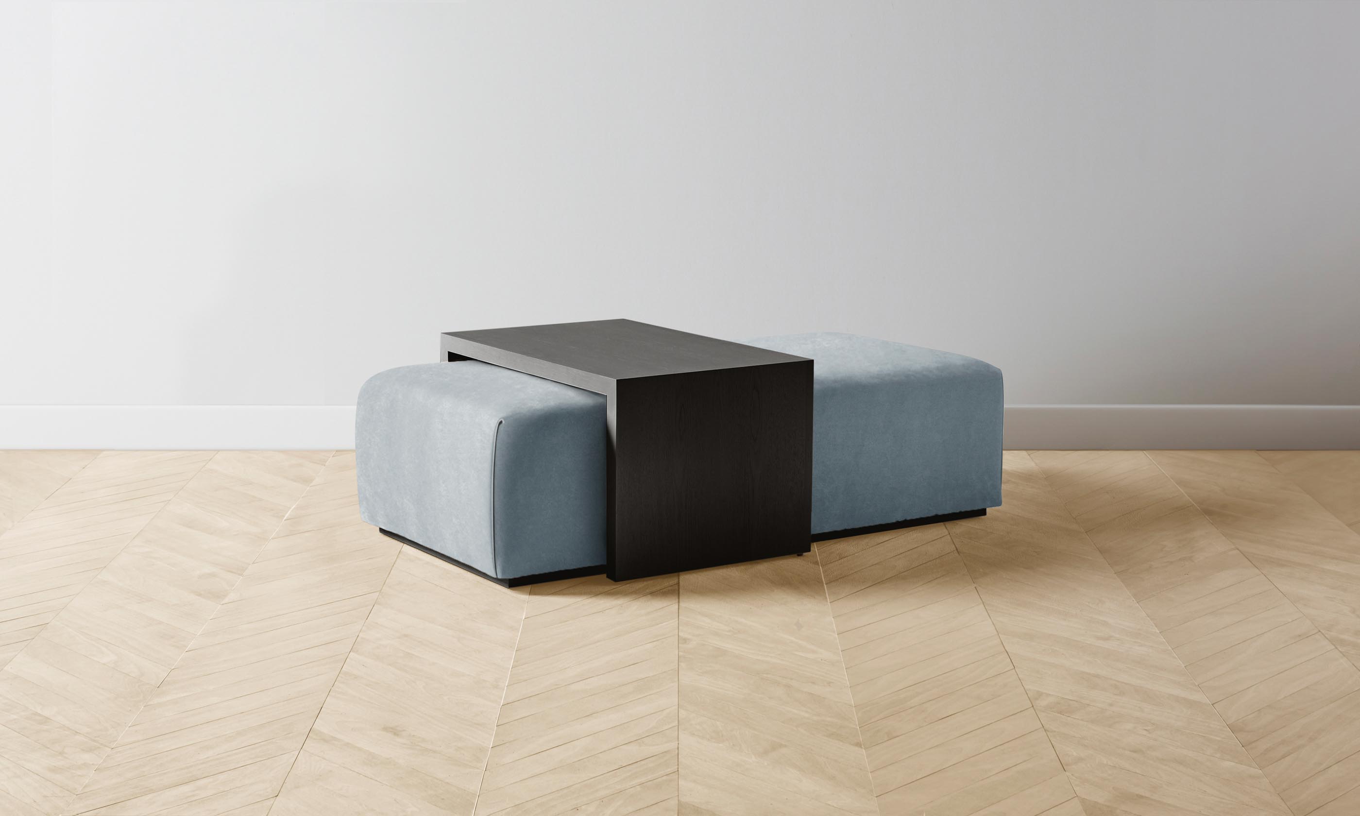 The Bowery Ottoman - Luxe Performance Velvet in Sky Blue - Perfect for Living Room, Bedroom & Home Decor