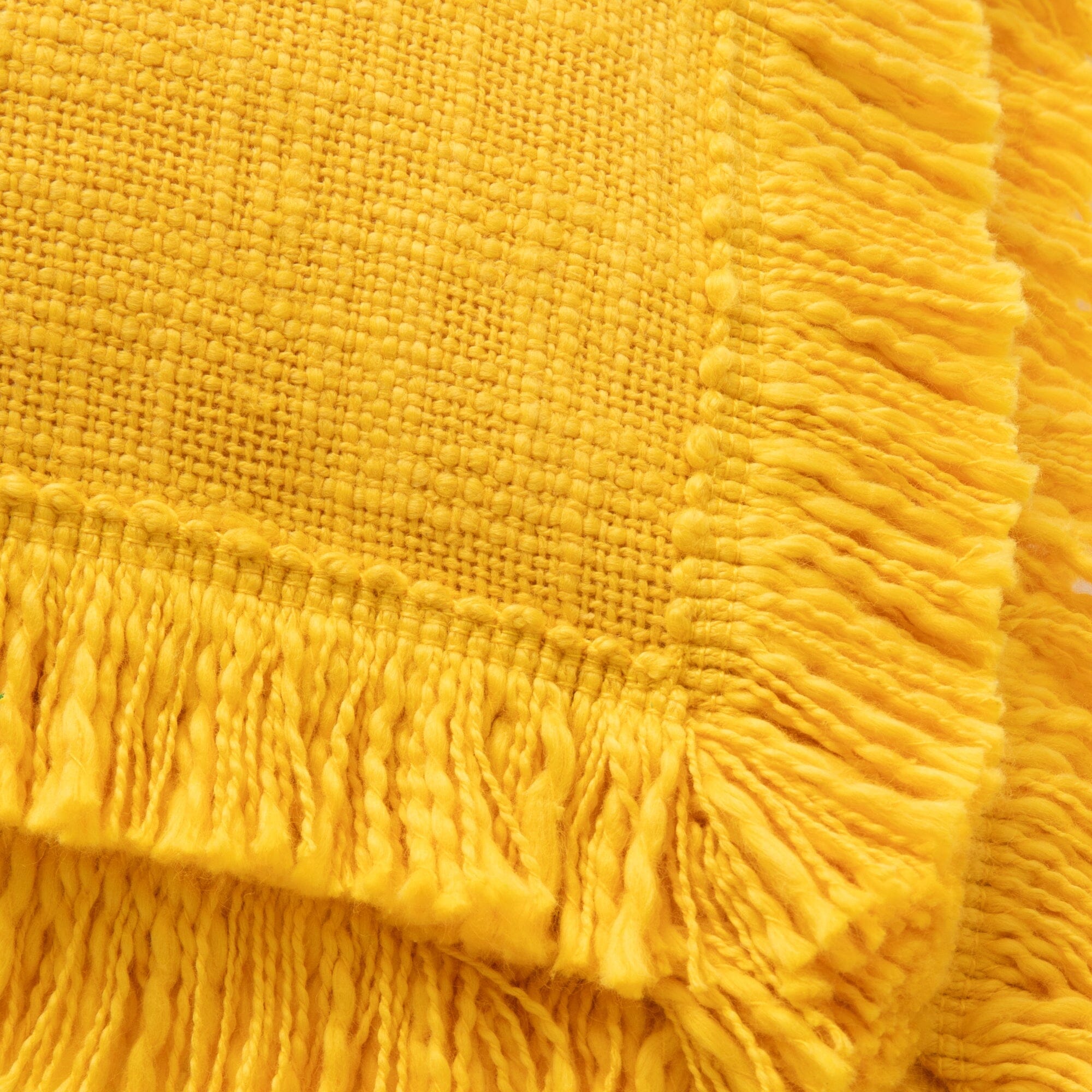 Bohemian Fringe Tassel Cushion Cover 18x18 Inches Yellow - Decorative Throw Pillow Case for Sofa, Bed, Living Room & Boho Home Decor