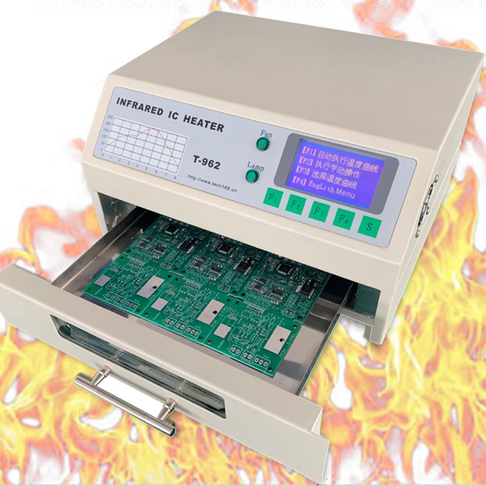 Professional 800W Infrared Reflow Heater IC Soldering Machine with 180 x 235mm Work Area - Automatic IR Heating for PCB Repair & Electronics Assembly (Ideal for DIY Projects, Phone/Laptop Repairs)