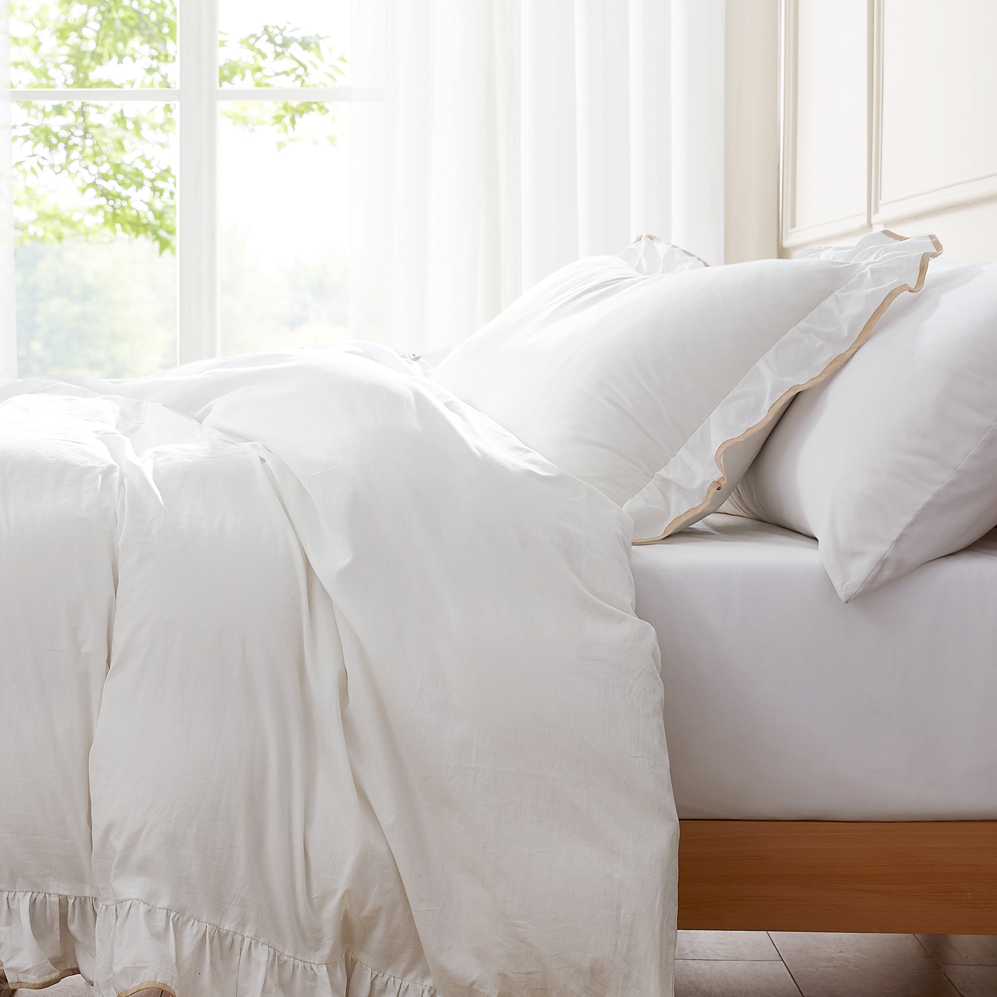 Premium Reyna Contrast Edge Cotton Duvet Cover Set - Soft & Breathable Bedding for Comfortable Sleep - Perfect for Master Bedroom, Guest Room & Dorm Decor