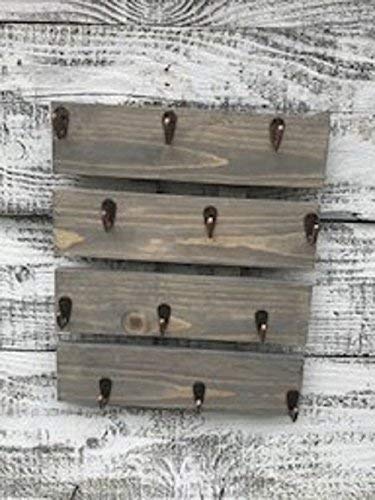 12 Pack Wooden Coffee Cup Holder with Mug Hooks - Wall Mount Organizer for Kitchen, Office, or Cafe Storage