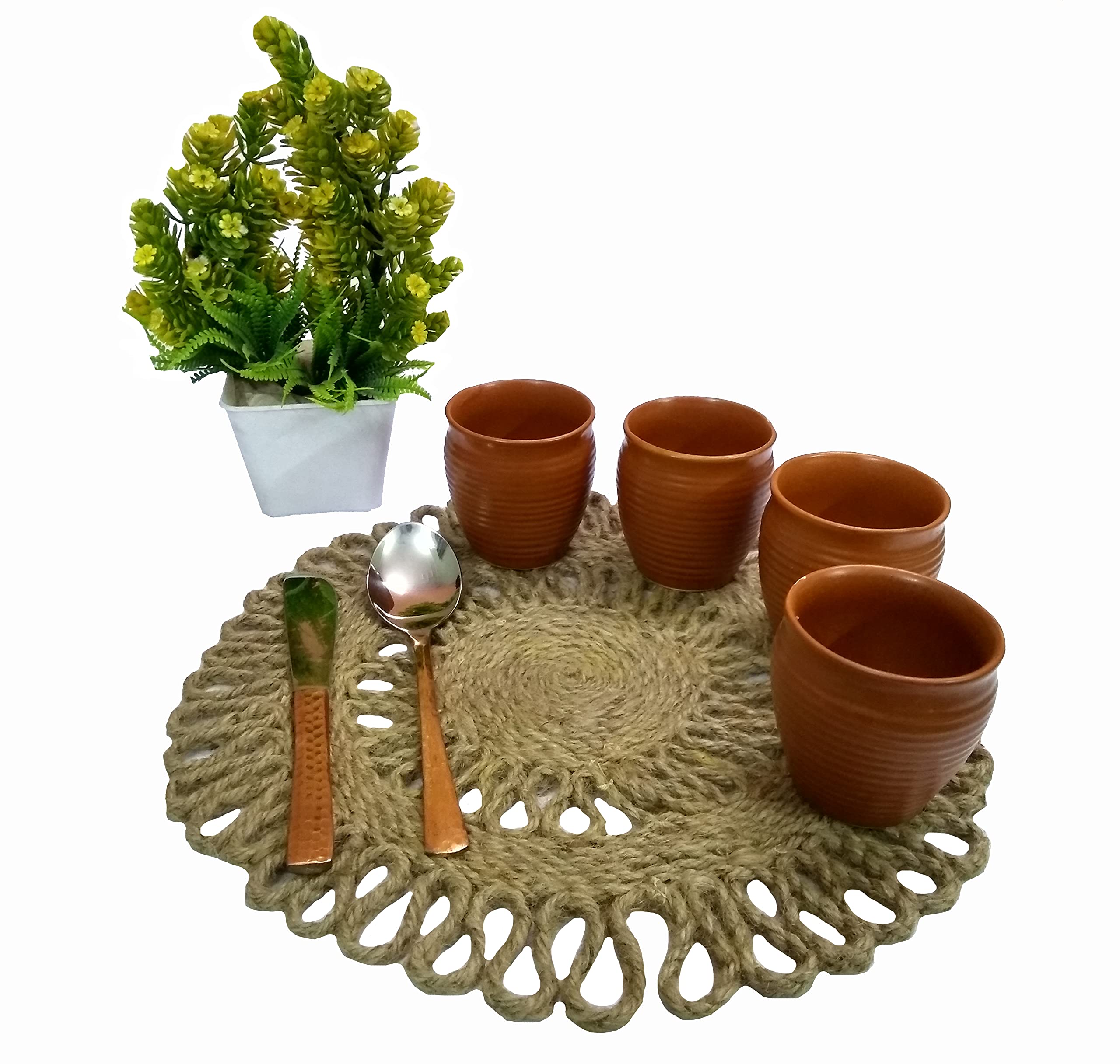 Eco-Friendly Handmade Rattan Placemats - Round Woven Wicker Dining Table Mats (12 Inch, 1-Piece) | Natural & Sustainable Home Decor for Casual Meals, Dinner Parties & Outdoor Picnics