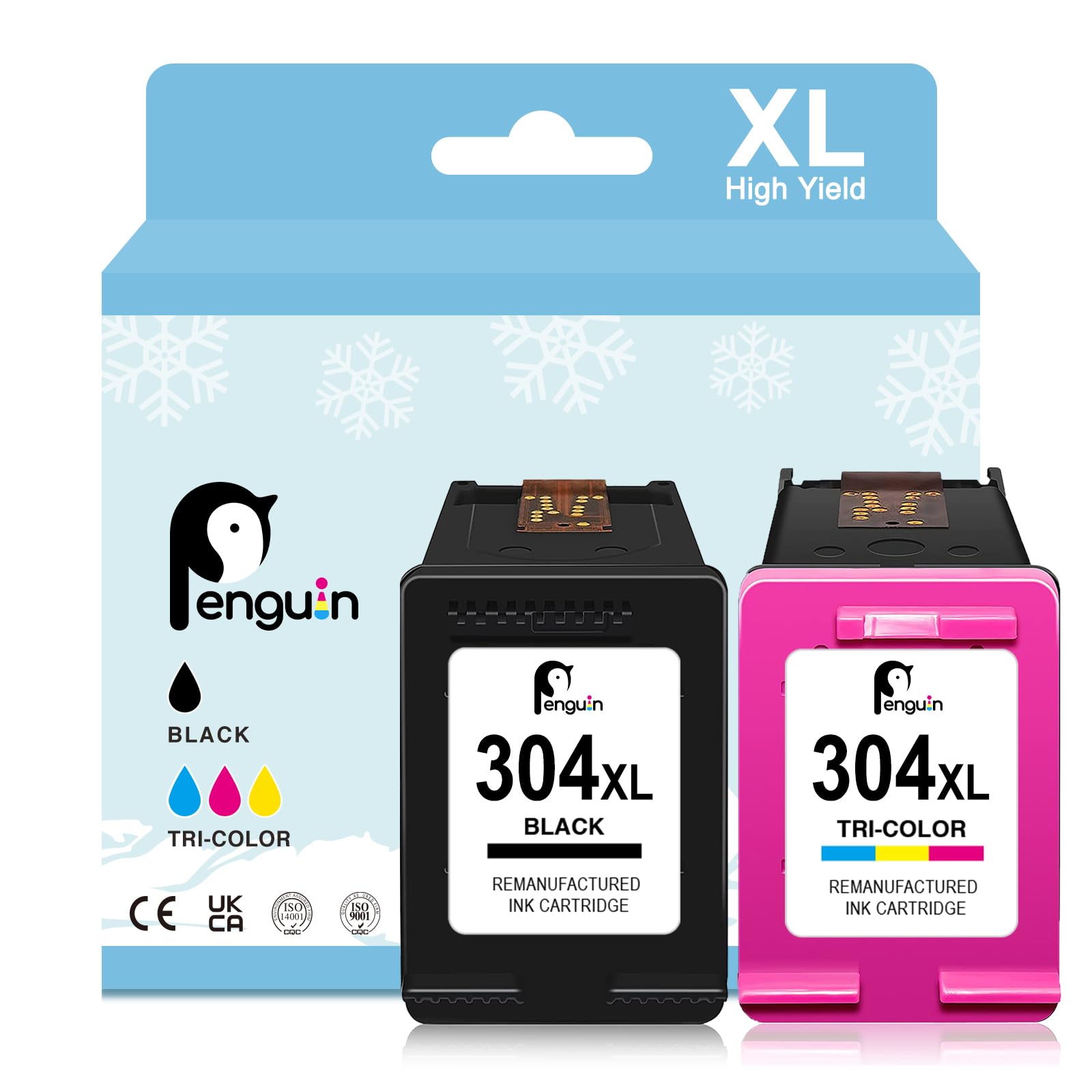 HP 304 XL Compatible Ink Cartridge Replacement - Black & Color - Works with Deskjet 3760/3700/2630/2632/2634/3750/3735 & Envy 5020/5030/5032/5010/5058/AMP 120 Printers - High-Quality Penguin 304 XL Replacement Ink for Home & Office Printing