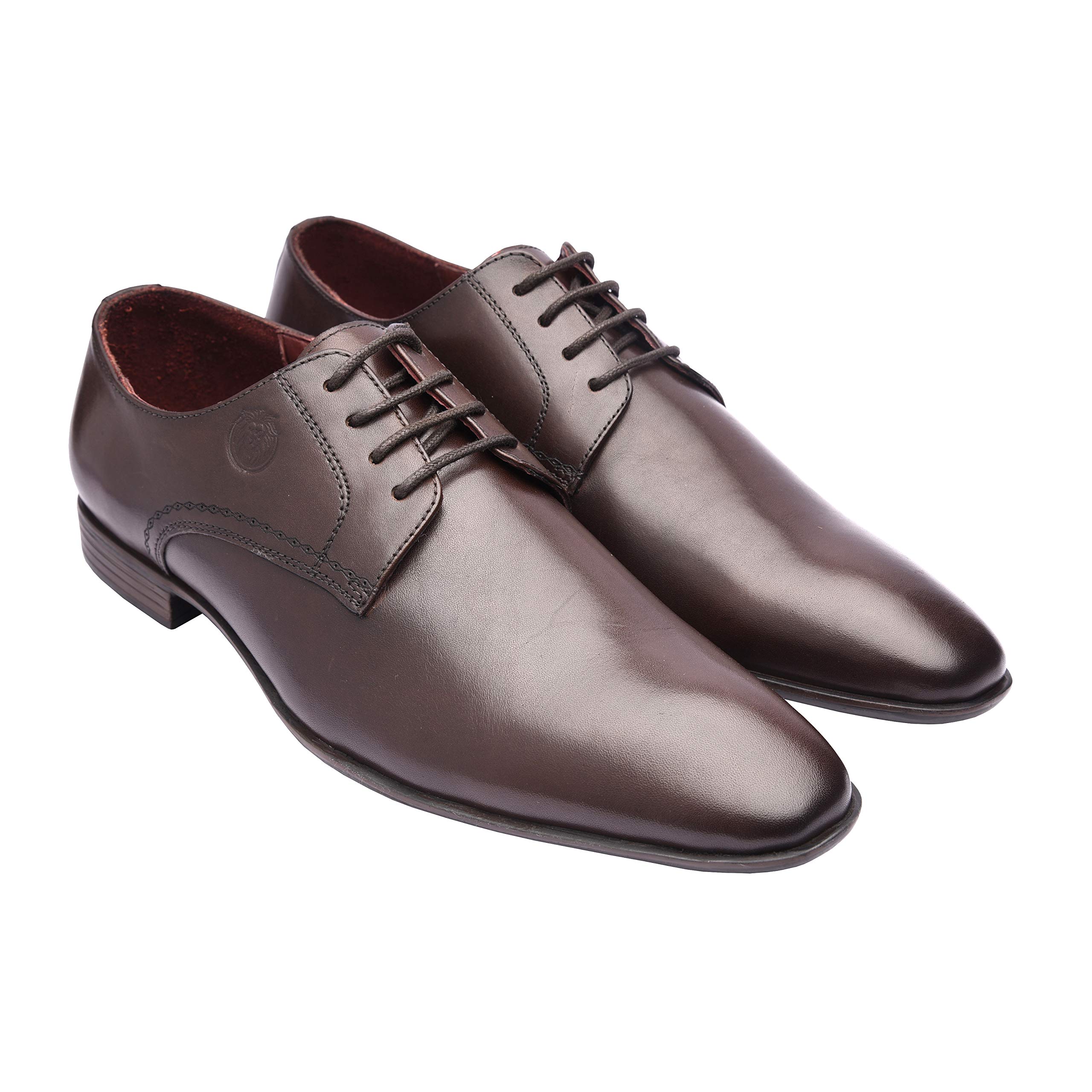 Amoux Genuine Leather Men's Oxford Dress Shoes - Plain Toe Business Formal Shoes with Comfortable TPR Sole - Black US 8 - Perfect for Office Wear, Weddings & Professional Occasions