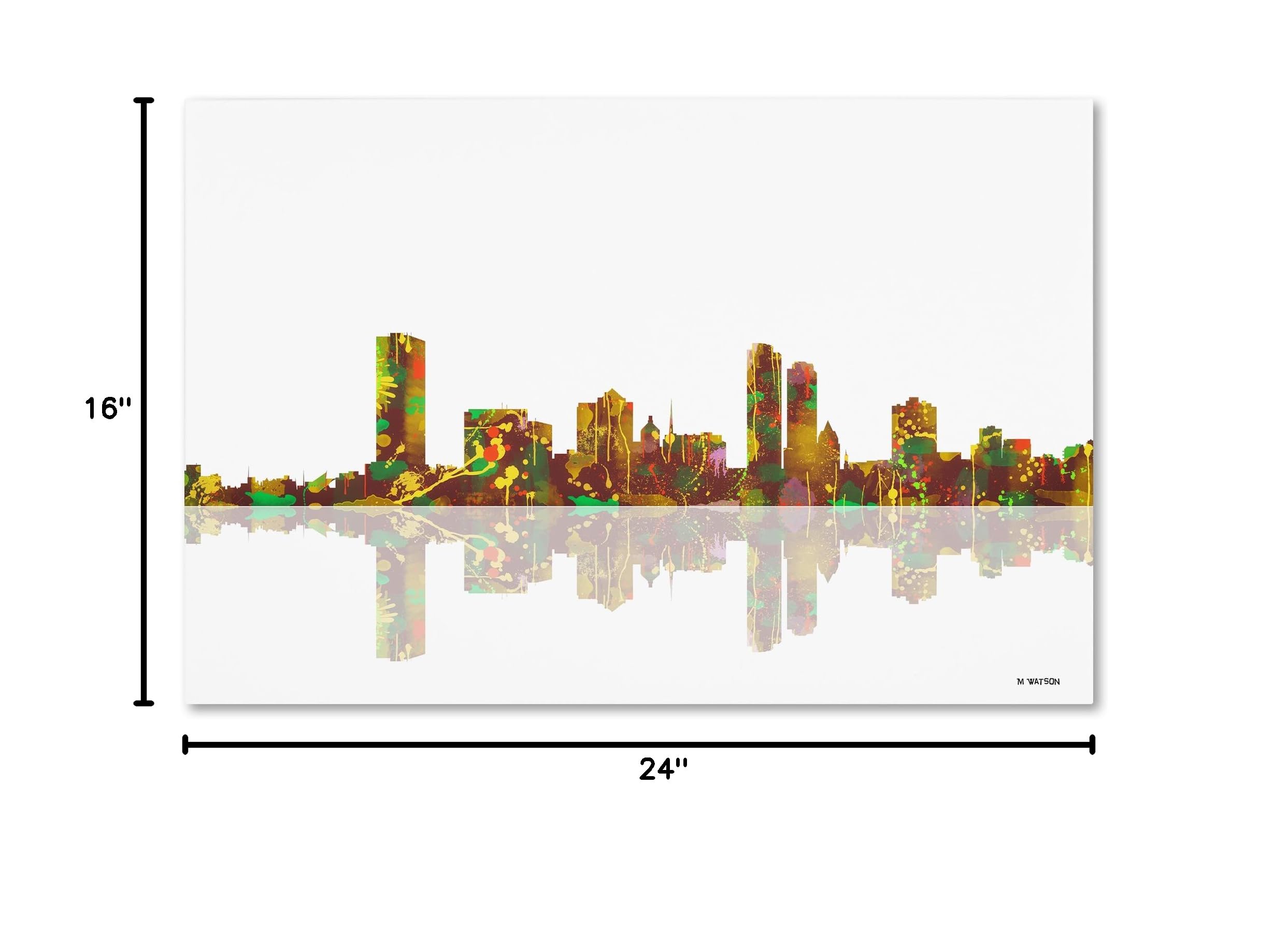 Trademark Fine Art Milwaukee Wisconsin Skyline Print by Marlene Watson - 16x24 Inch Framed Wall Art, Perfect for Home & Office Decor