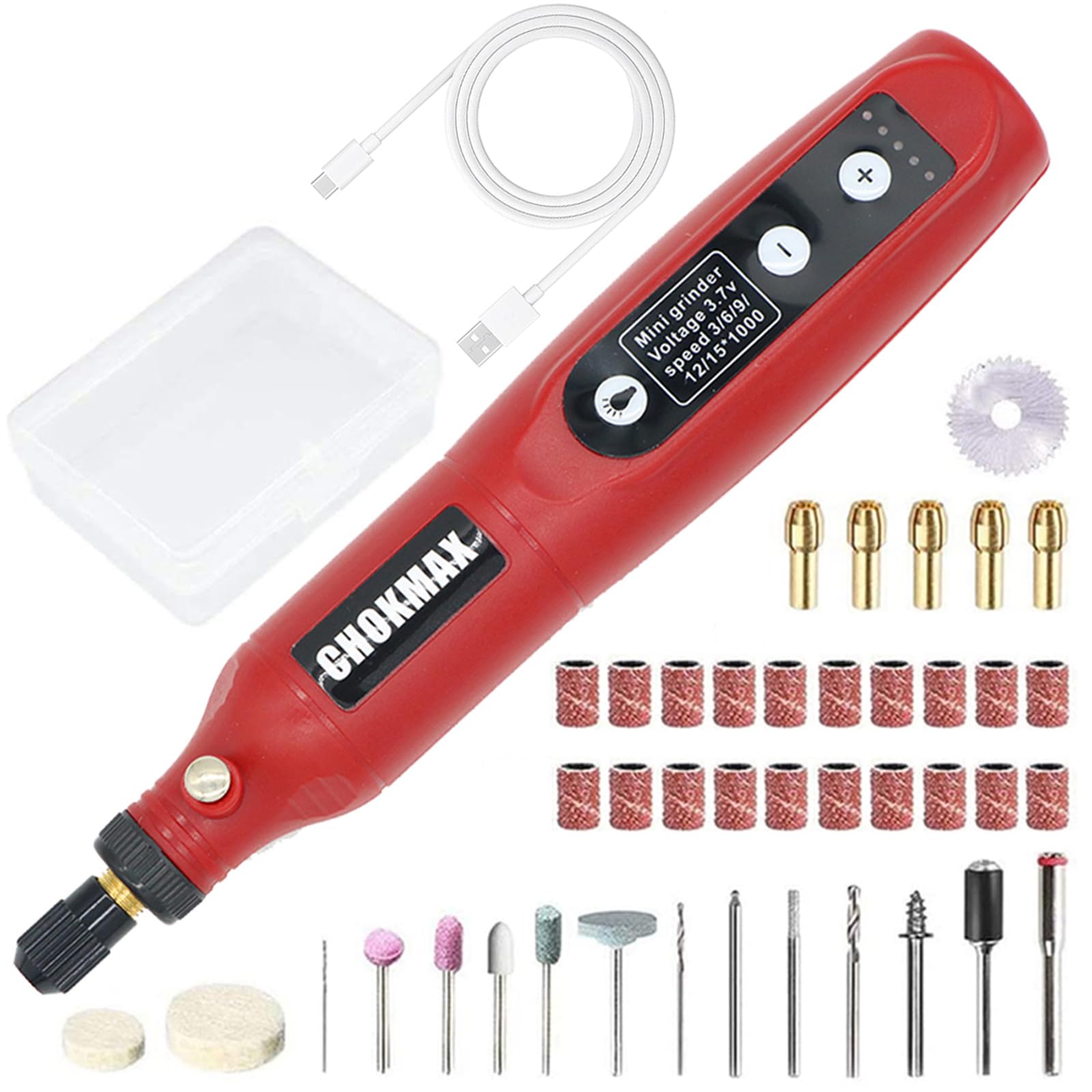3.7V Cordless Rotary Tool Kit with 5 Variable Speed & LED Light - 42pc Accessories for Polishing, Cleaning, Engraving - Perfect for DIY Crafts, Jewelry Making & Home Repairs