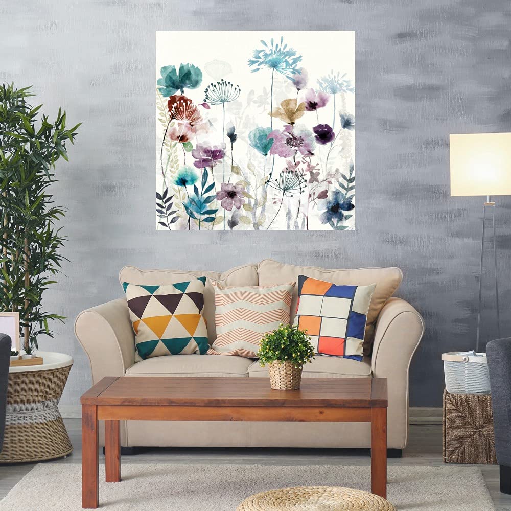 Heather Hayes Floral Frenzy II Canvas Wall Art - 22x22 Inch Ready to Hang Floral Painting for Living Room, Bedroom, Bathroom, Office & Dining Room Decor - Perfect for Home, Cafe & Hotel Wall Decoration