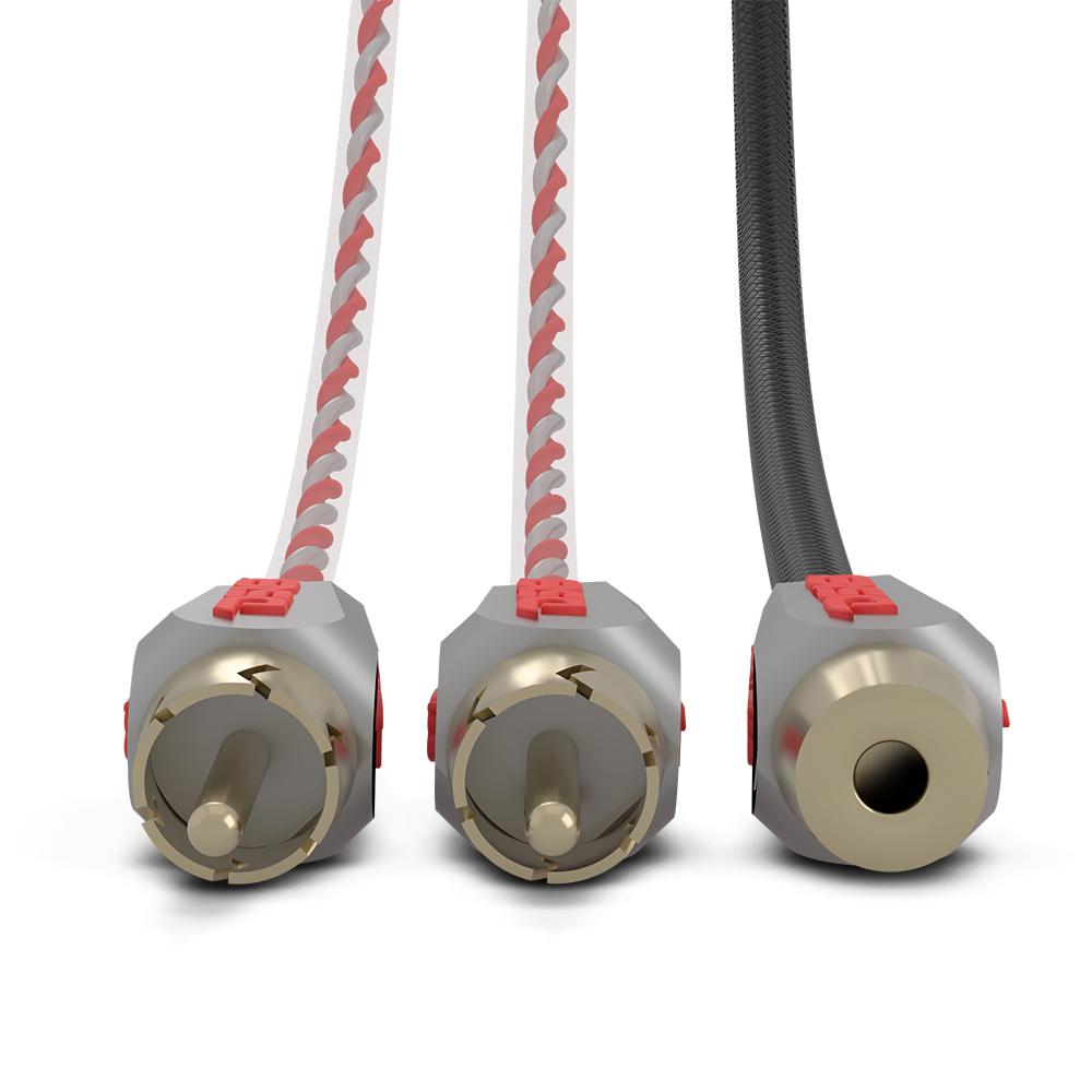 Premium RCA Y Splitter Cable - 100% Oxygen-Free Copper (OFC) - 1 Female to 2 Male Connectors - High-Quality Audio Video Adapter for Home Theater, Car Stereo & DJ Equipment - Black & Red Color Options
