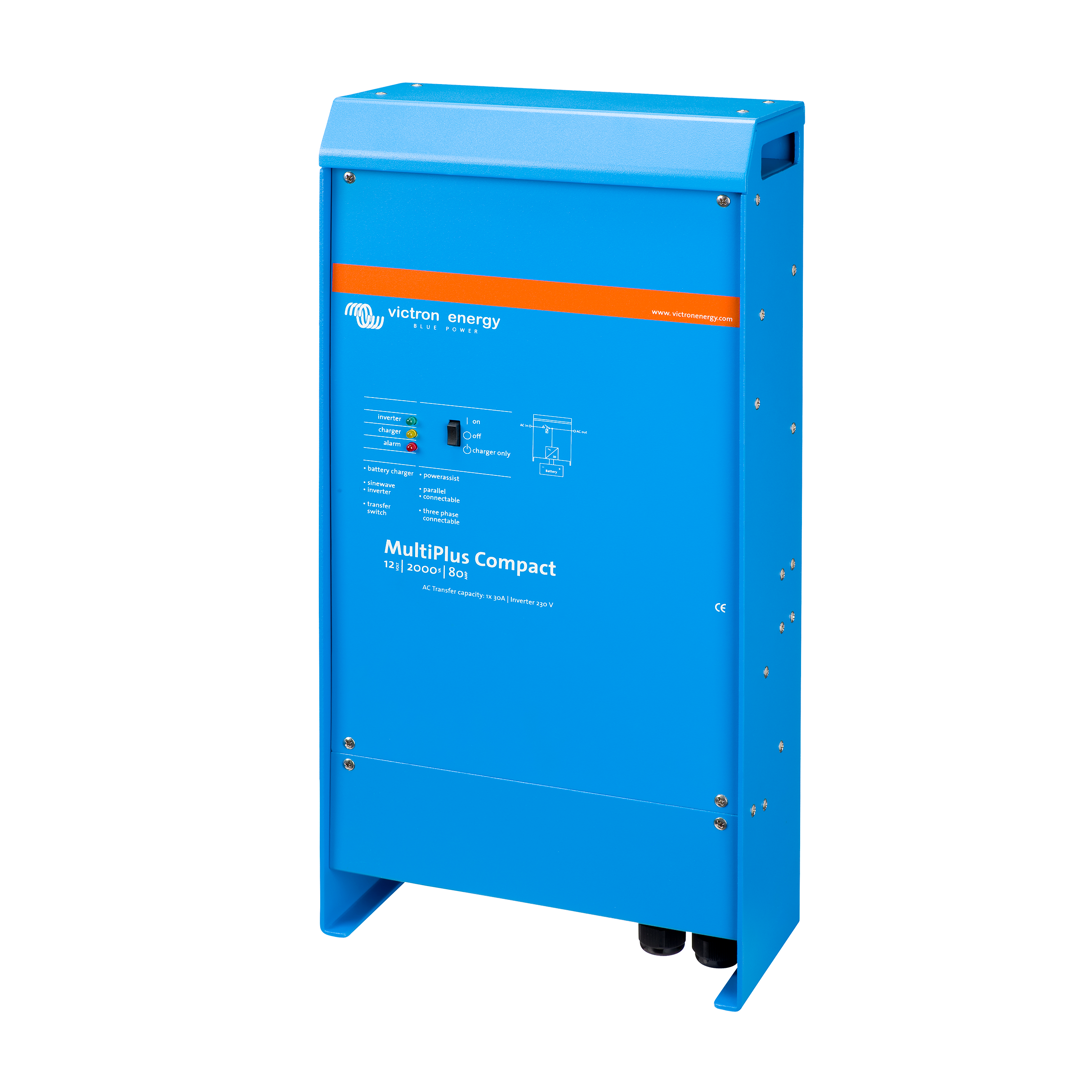 Victron Energy MultiPlus Compact 12/2000/80 50A 120V Inverter Charger with VE.Bus Technology | UL Certified Pure Sine Wave Power Inverter | Perfect for RVs, Boats & Off-Grid Solar Systems | Model CMP122200102