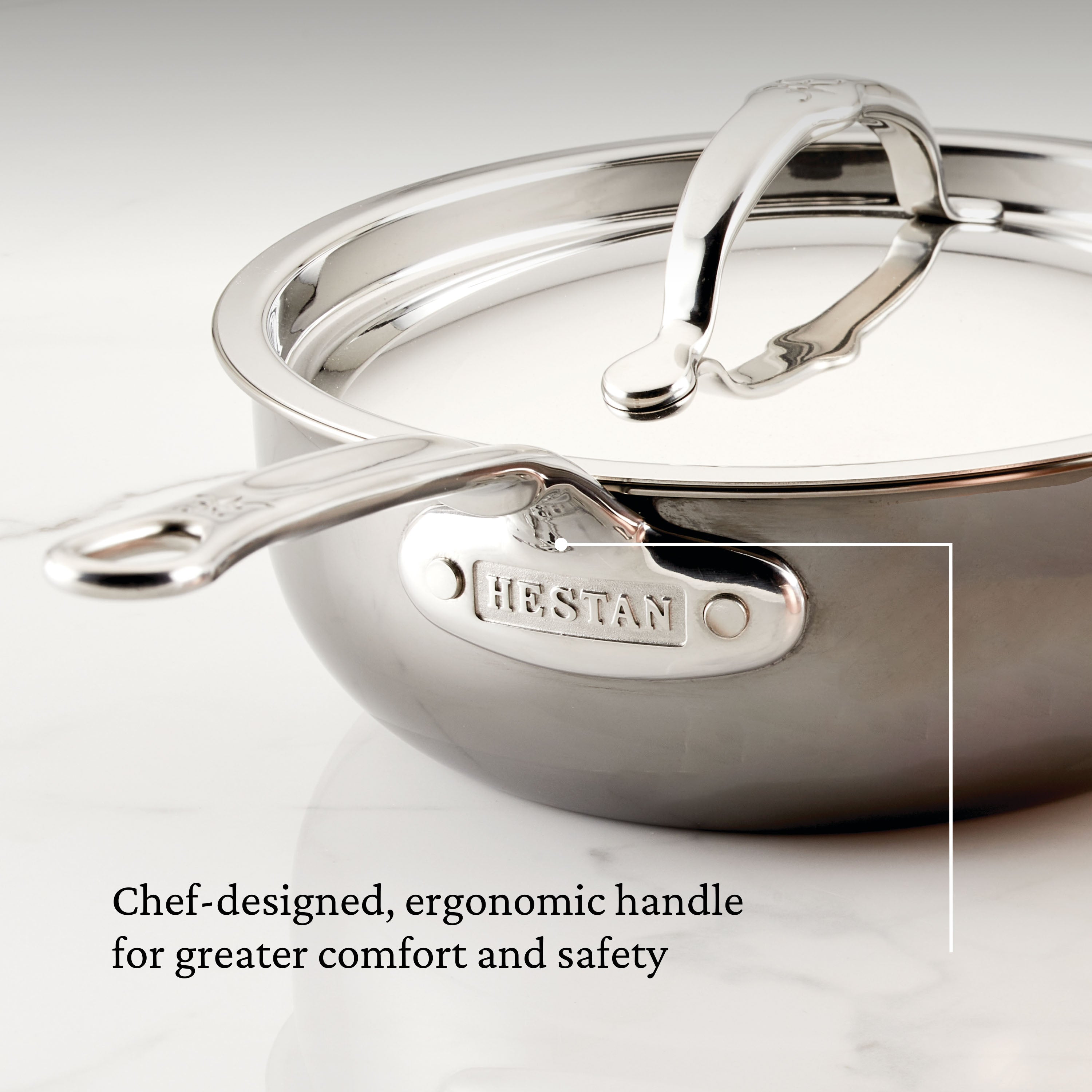 Hestan Nanobond Nonstick Covered Saucier Pan 2.0 Quart (20cm) - Premium Induction Compatible Sauce Pan for Cooking, Sauteing & Simmering Soups, Sauces, and Stews