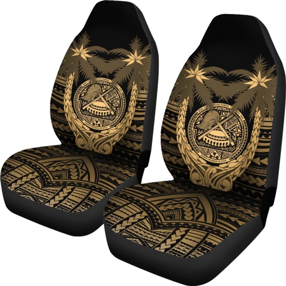 Premium American Samoa Car Seat Covers with Seal & Coconut Tree Design - Durable & Stylish Protection for Vehicles - Perfect for Road Trips & Tropical-Themed Car Decor