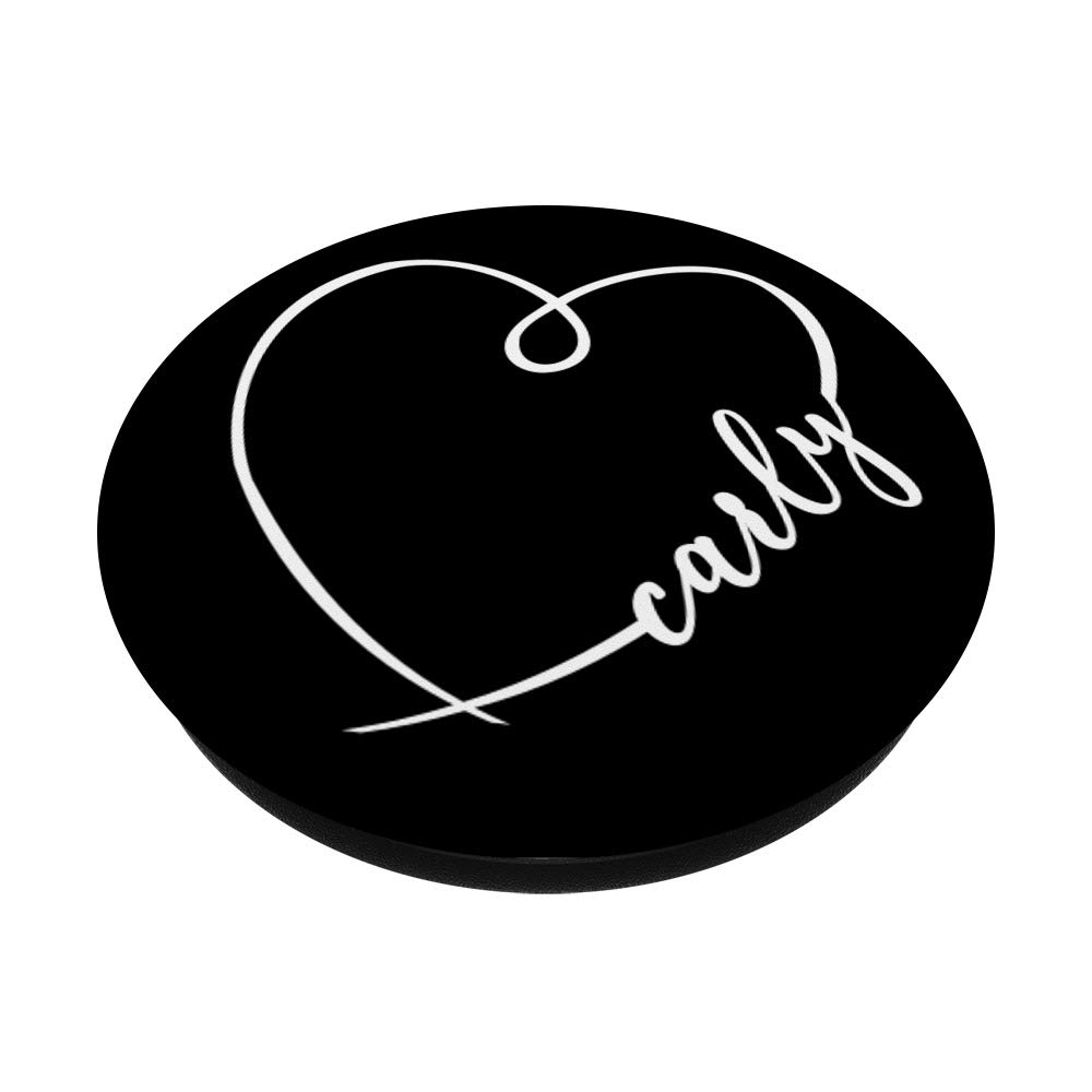 Minimalist Heart Calligraphy Carly Name PopSockets - Phone & Tablet Grip Stand with Pretty Drawing | Perfect for Daily Use, Travel, and Work